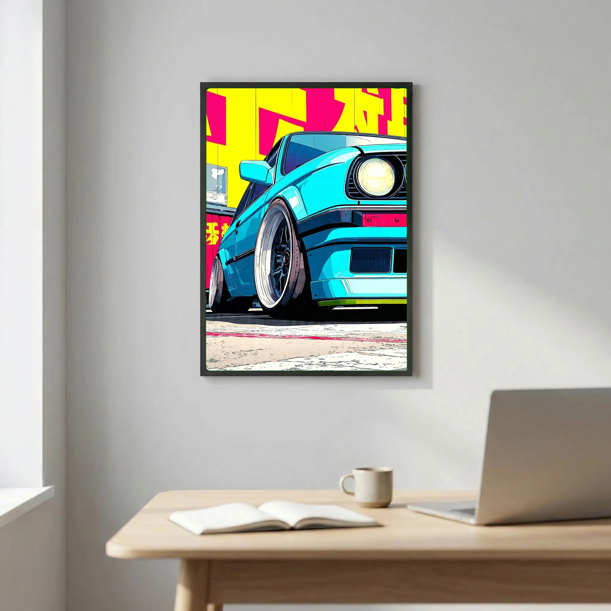Neon Street Beast – Retro Turbo Car Art Print
