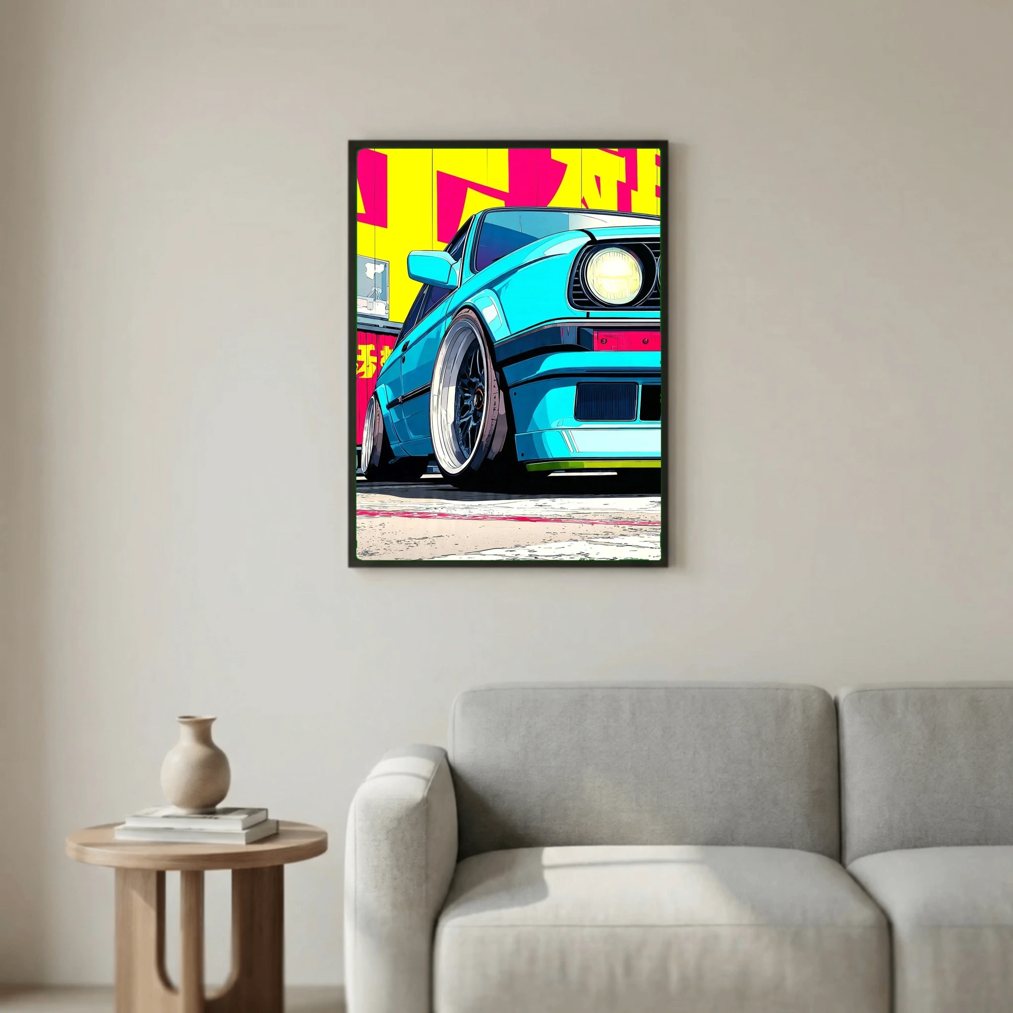 Neon Street Beast – Retro Turbo Car Art Print