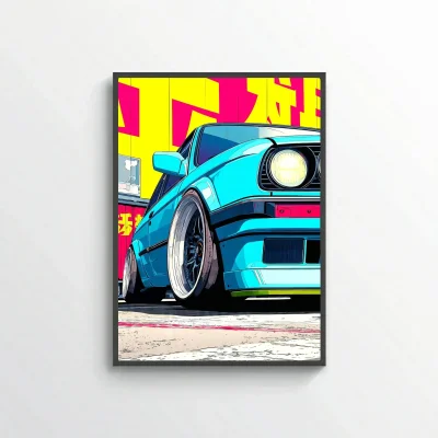 Neon Street Beast – Retro Turbo Car Art Print