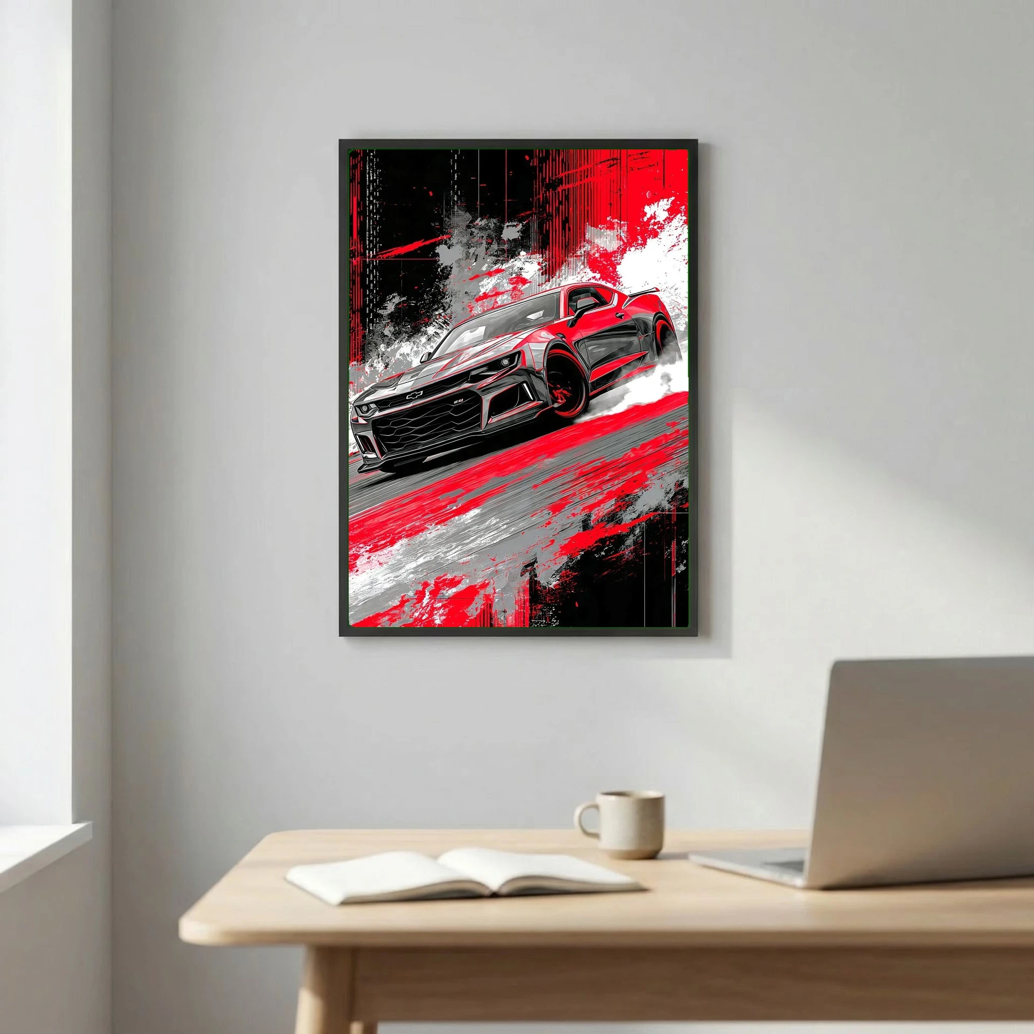 Crimson Velocity – Muscle Car Drift Art Poster