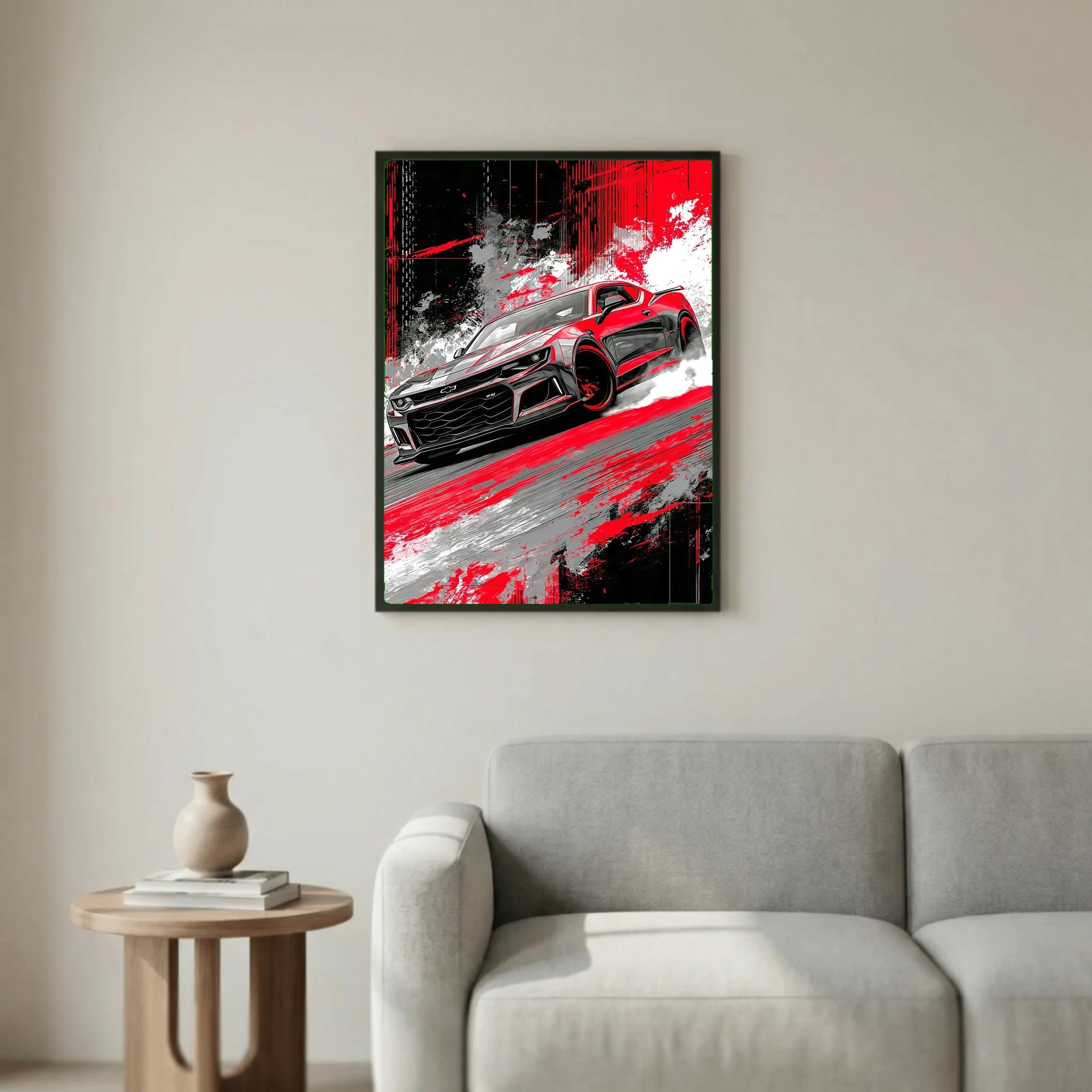 Crimson Velocity – Muscle Car Drift Art Poster