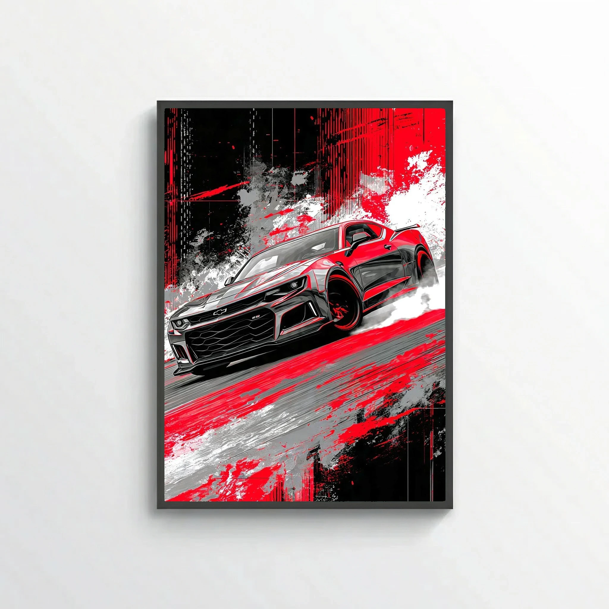 Crimson Velocity – Muscle Car Drift Art Poster