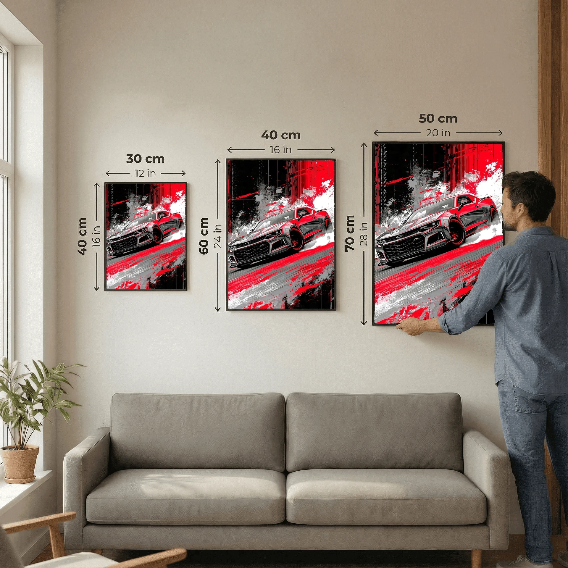 Crimson Velocity – Muscle Car Drift Art Poster