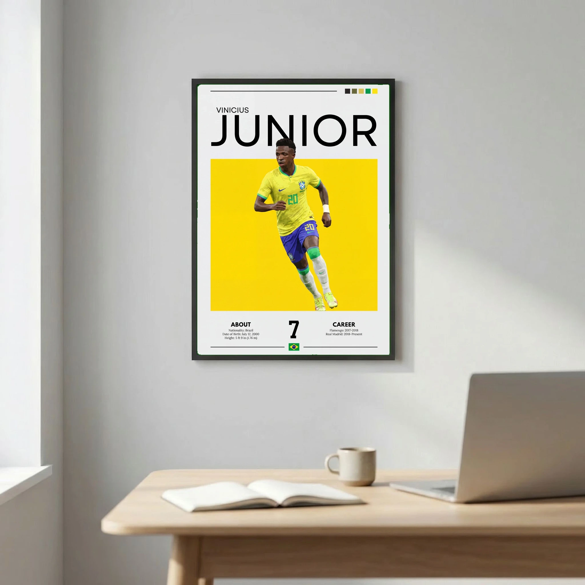Vinicius Jr Football Poster – Modern Brazil Sports Wall Art
