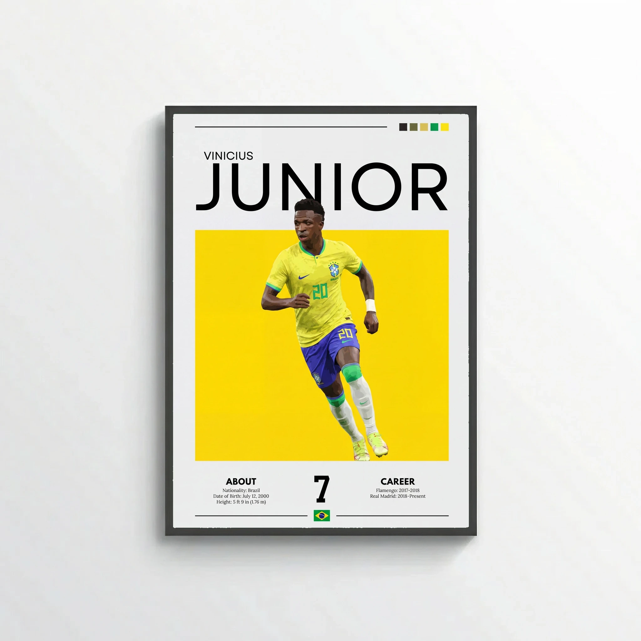 Vinicius Jr Football Poster – Modern Brazil Sports Wall Art