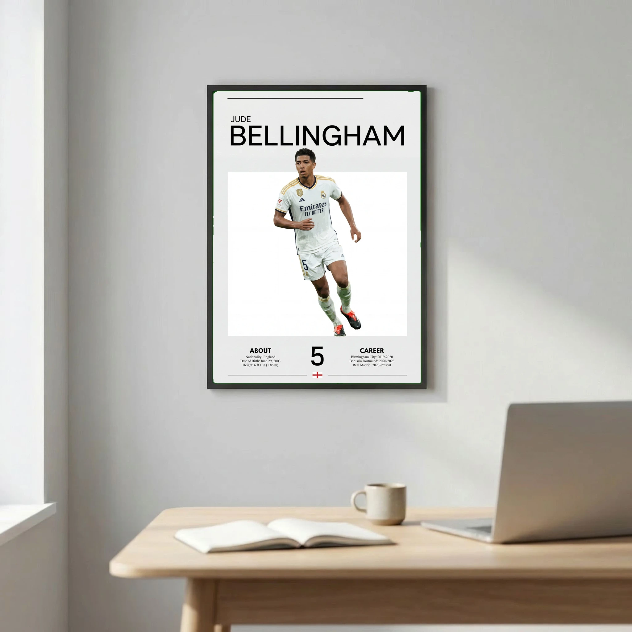 Jude Bellingham Football Poster – Modern Sports Wall Art