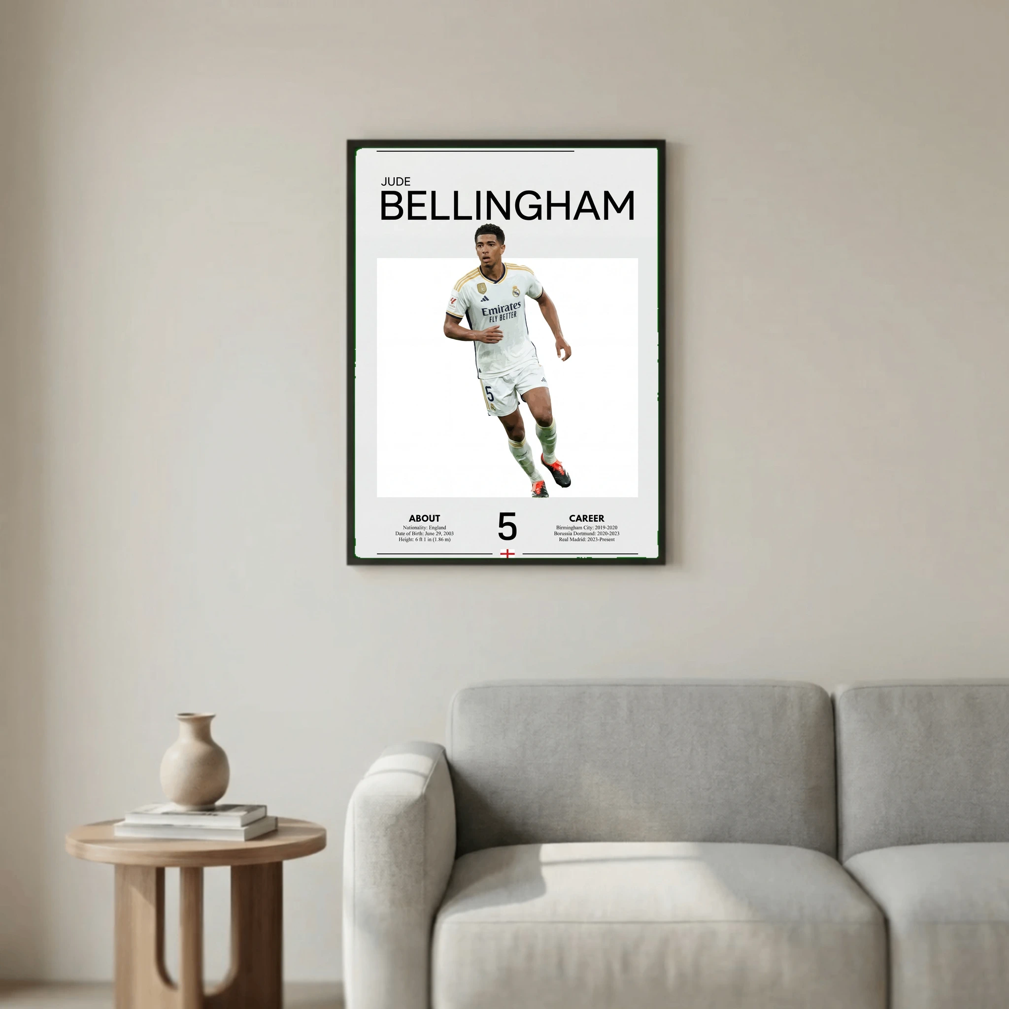 Jude Bellingham Football Poster – Modern Sports Wall Art