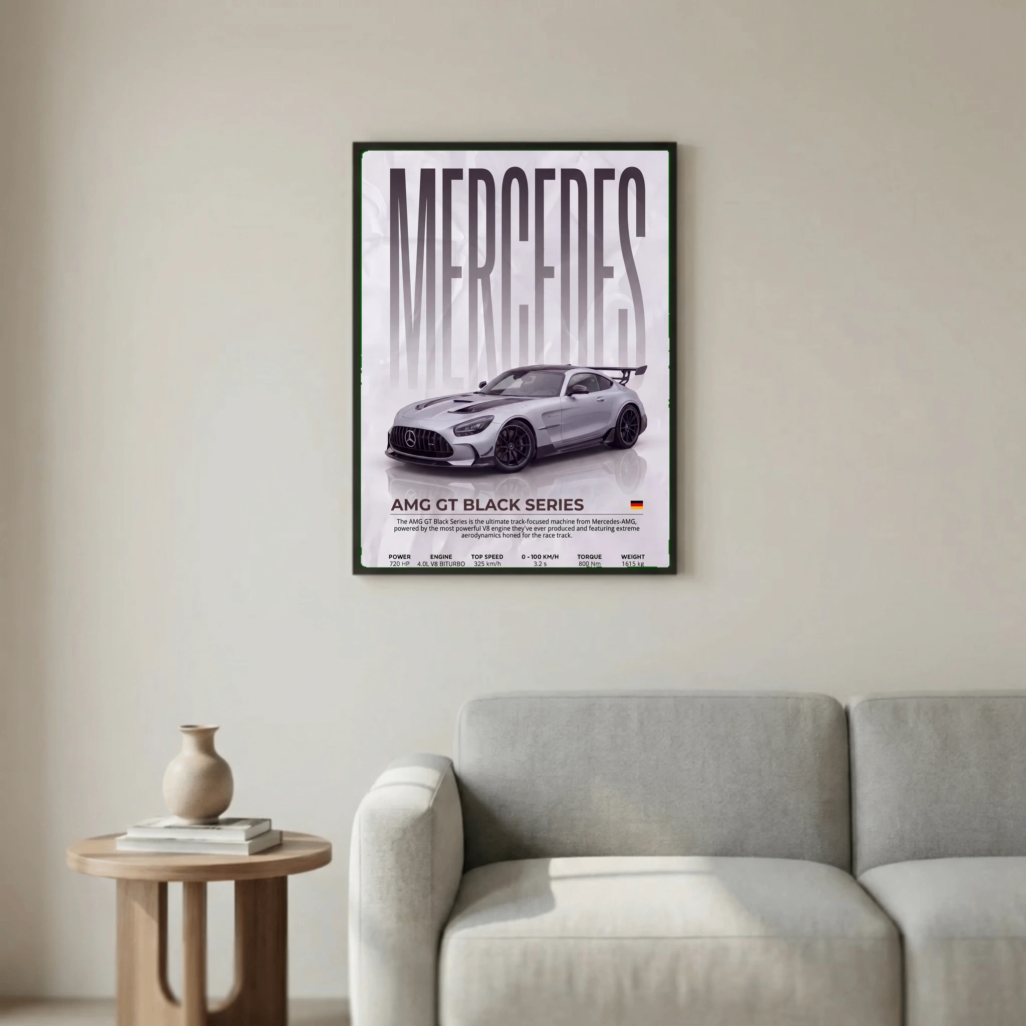 Mercedes AMG GT Black Series Poster – Modern Supercar Wall Art