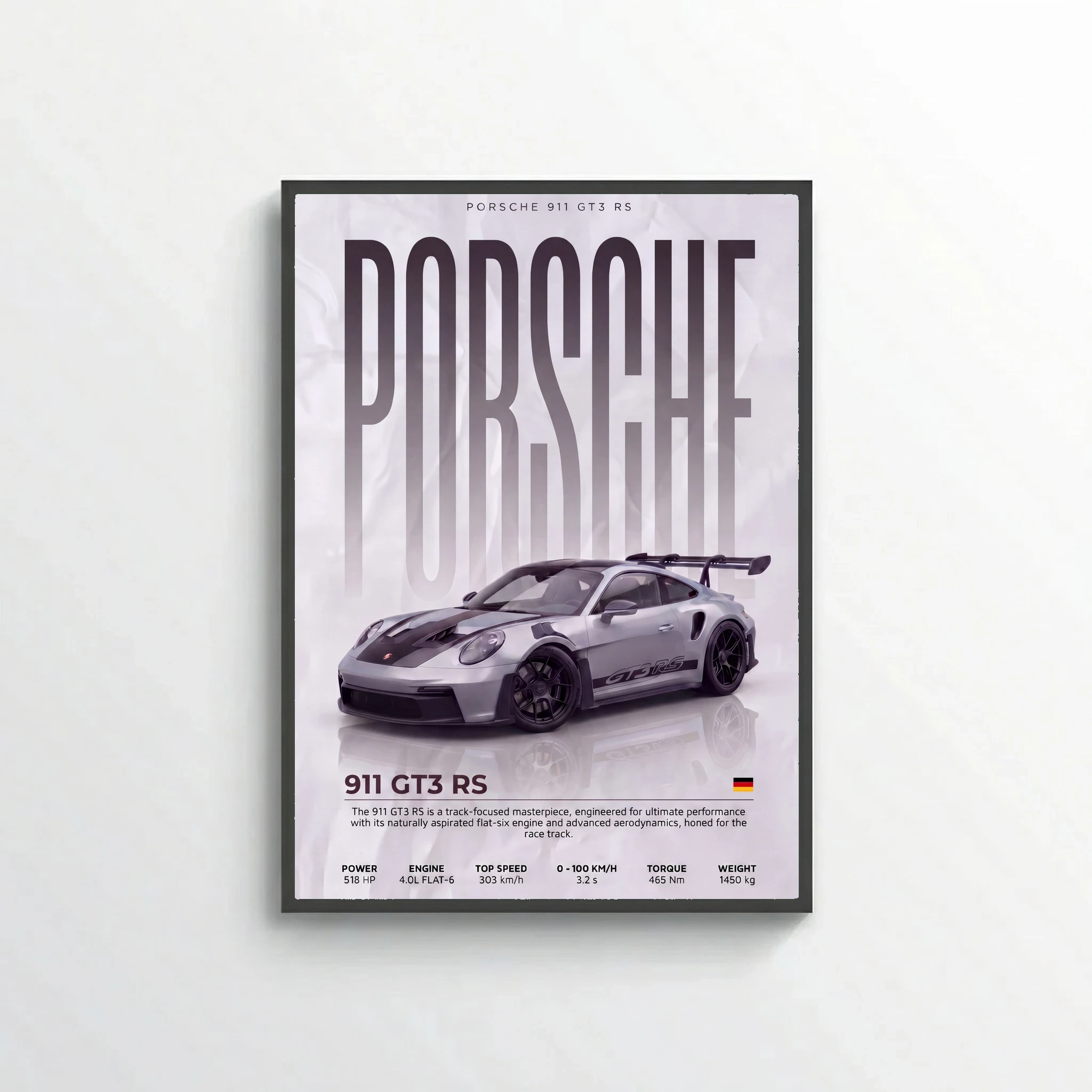 Porsche 911 GT3 RS Poster – Modern Supercar Wall Art