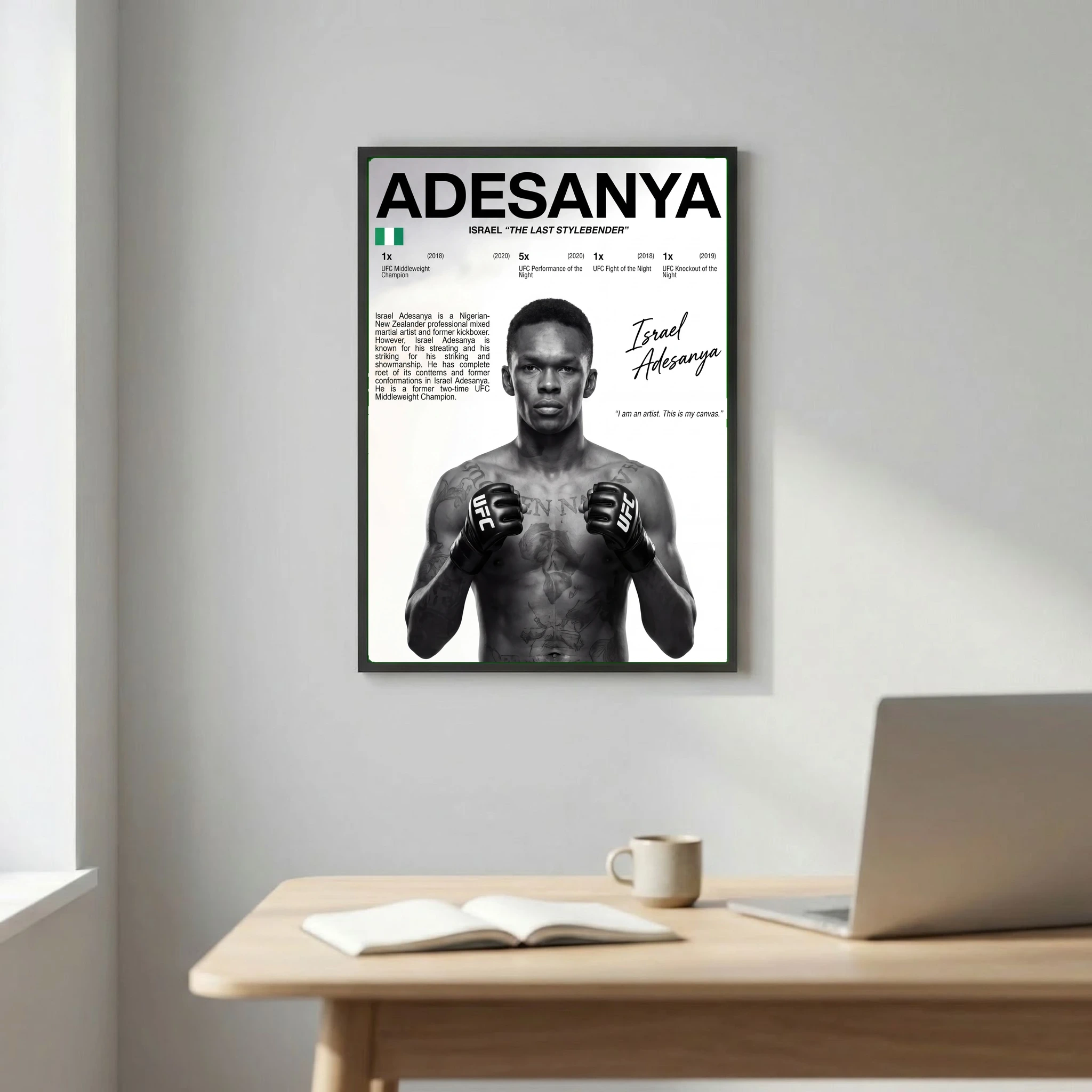 Israel Adesanya UFC Poster – Modern MMA Wall Art