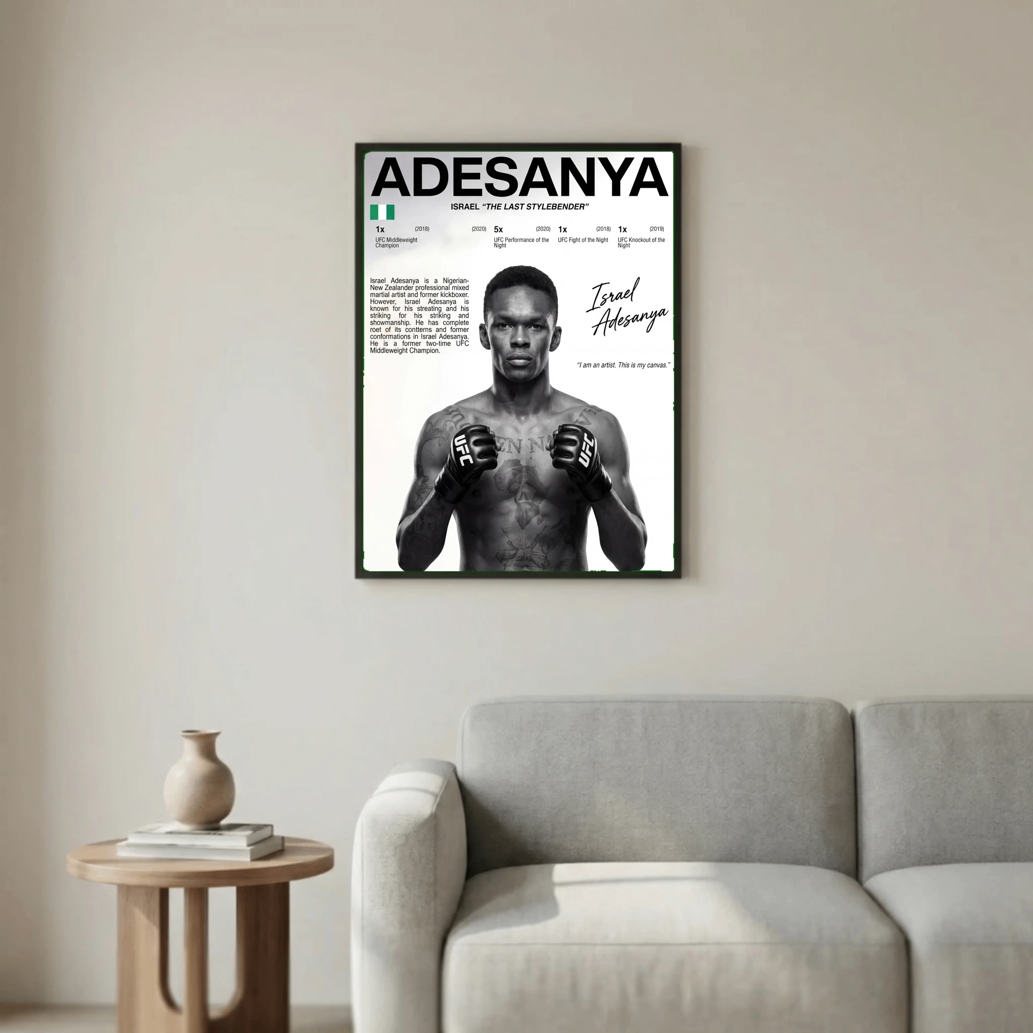 Israel Adesanya UFC Poster – Modern MMA Wall Art