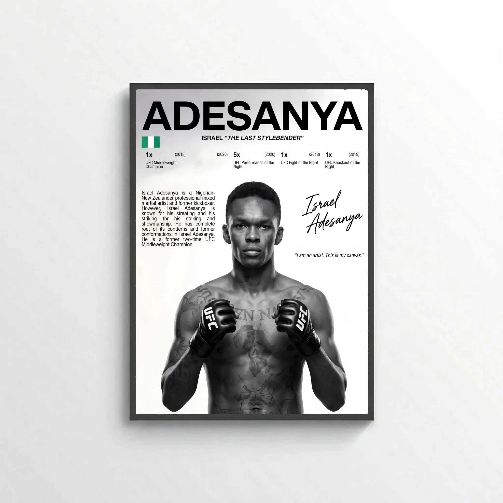 Israel Adesanya UFC Poster – Modern MMA Wall Art