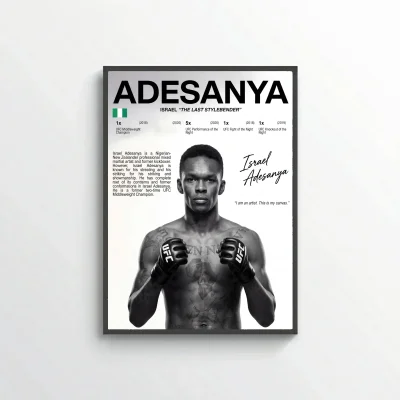 Israel Adesanya UFC Poster – Modern MMA Wall Art