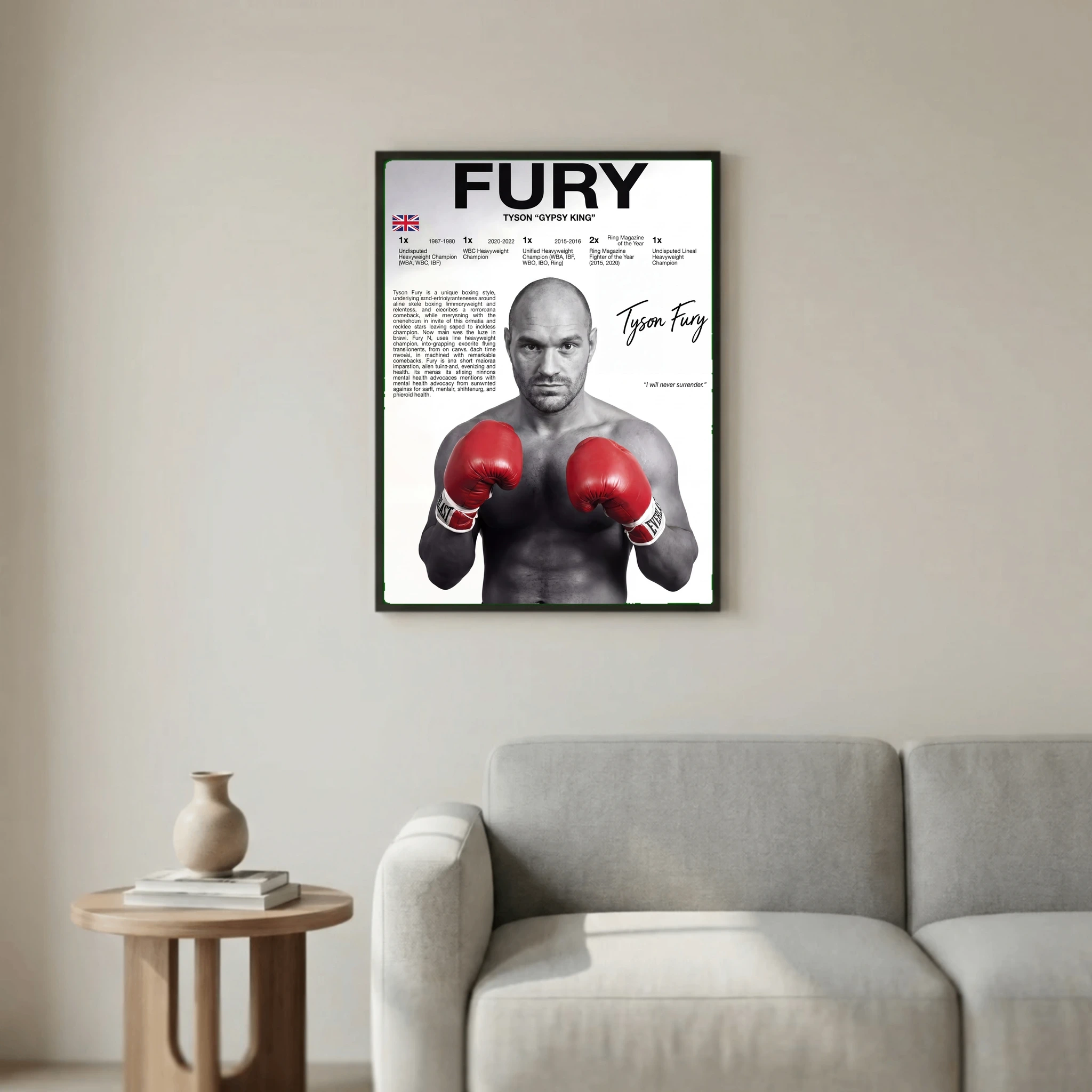 Tyson Fury Boxing Poster – Modern Heavyweight Wall Art