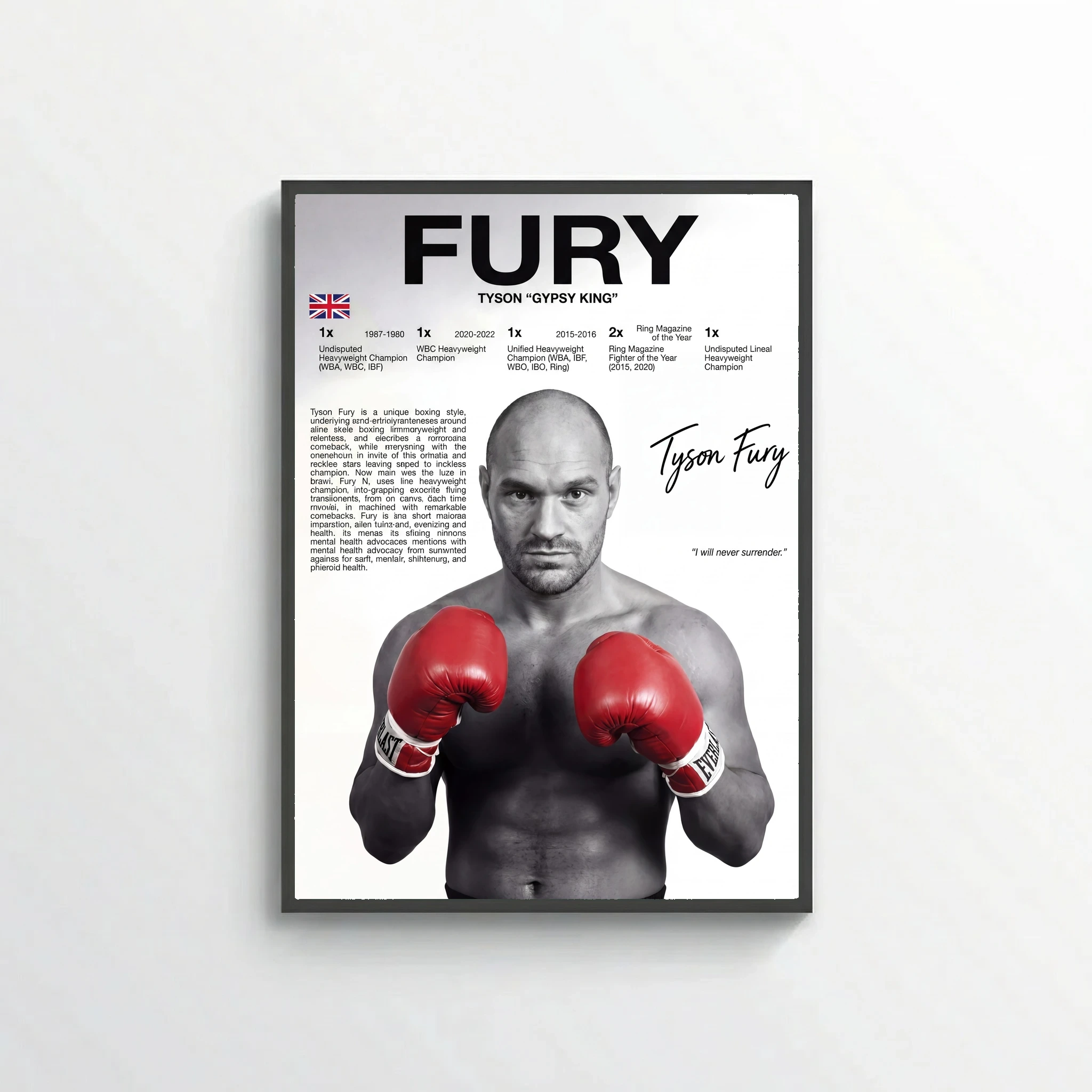 Tyson Fury Boxing Poster – Modern Heavyweight Wall Art