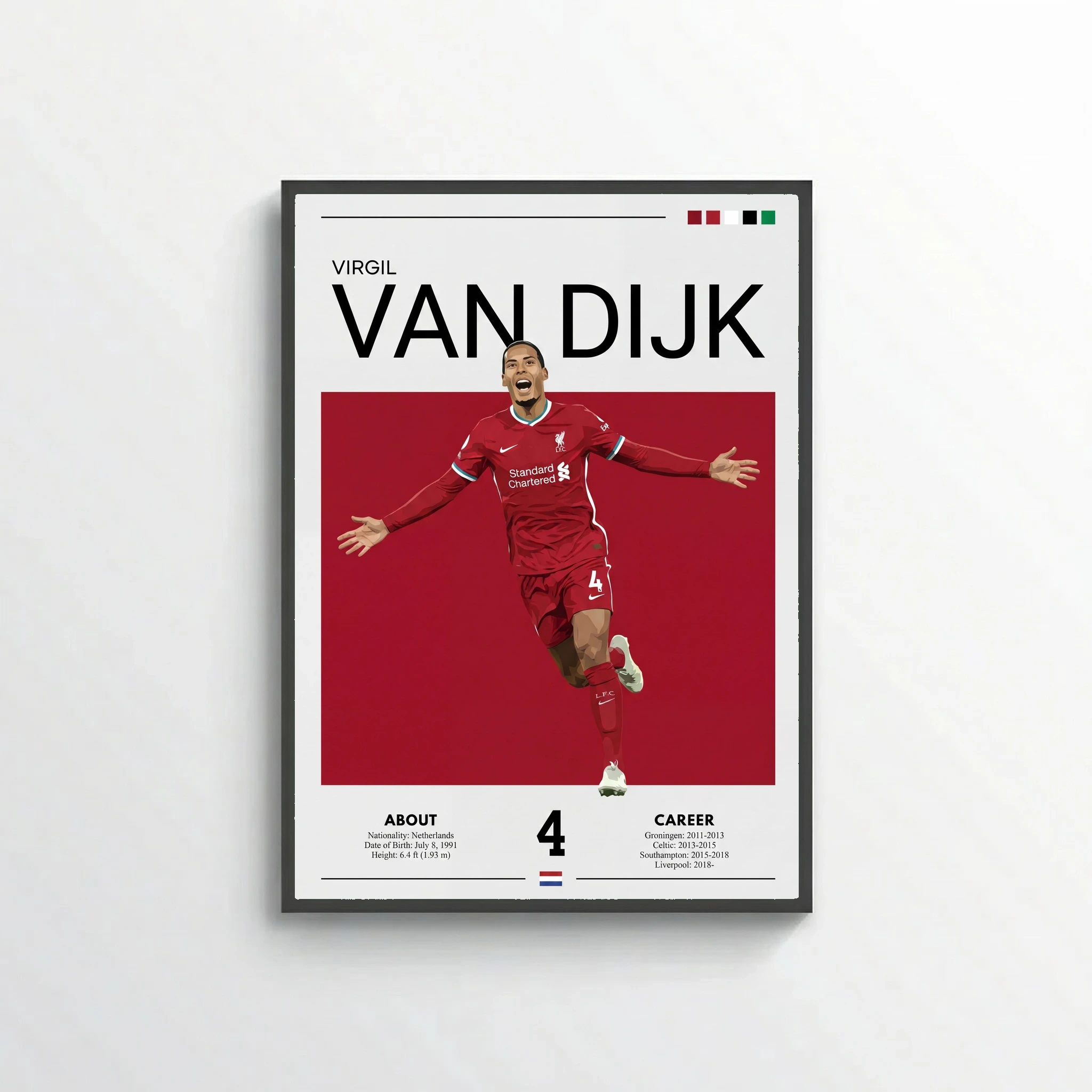Virgil van Dijk Football Poster – Modern Sports Wall Art