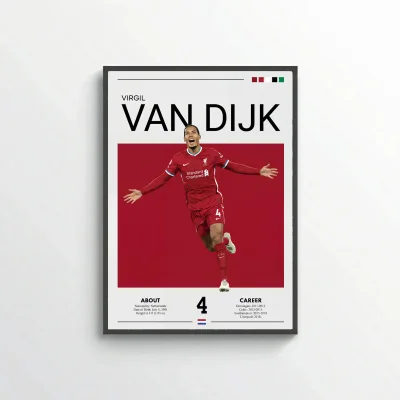 Virgil van Dijk Football Poster – Modern Sports Wall Art
