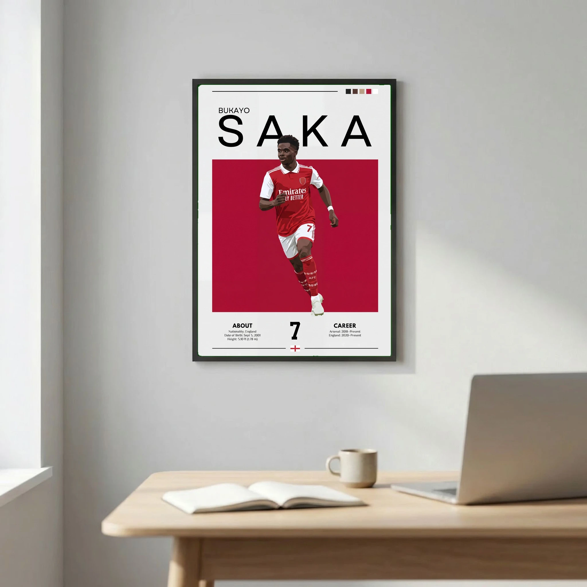 Bukayo Saka Football Poster – Modern Sports Wall Art