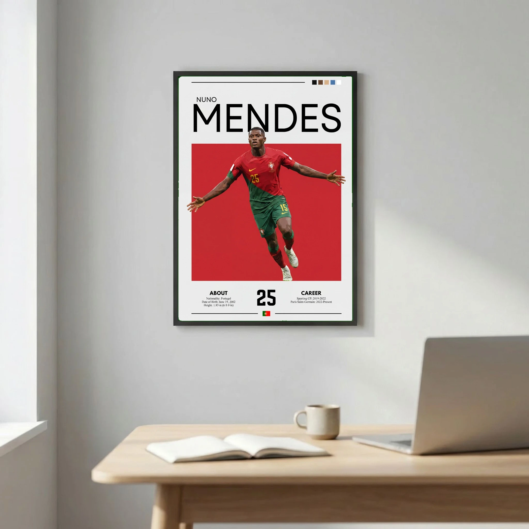 Nuno Mendes Football Poster – Modern Sports Wall Art