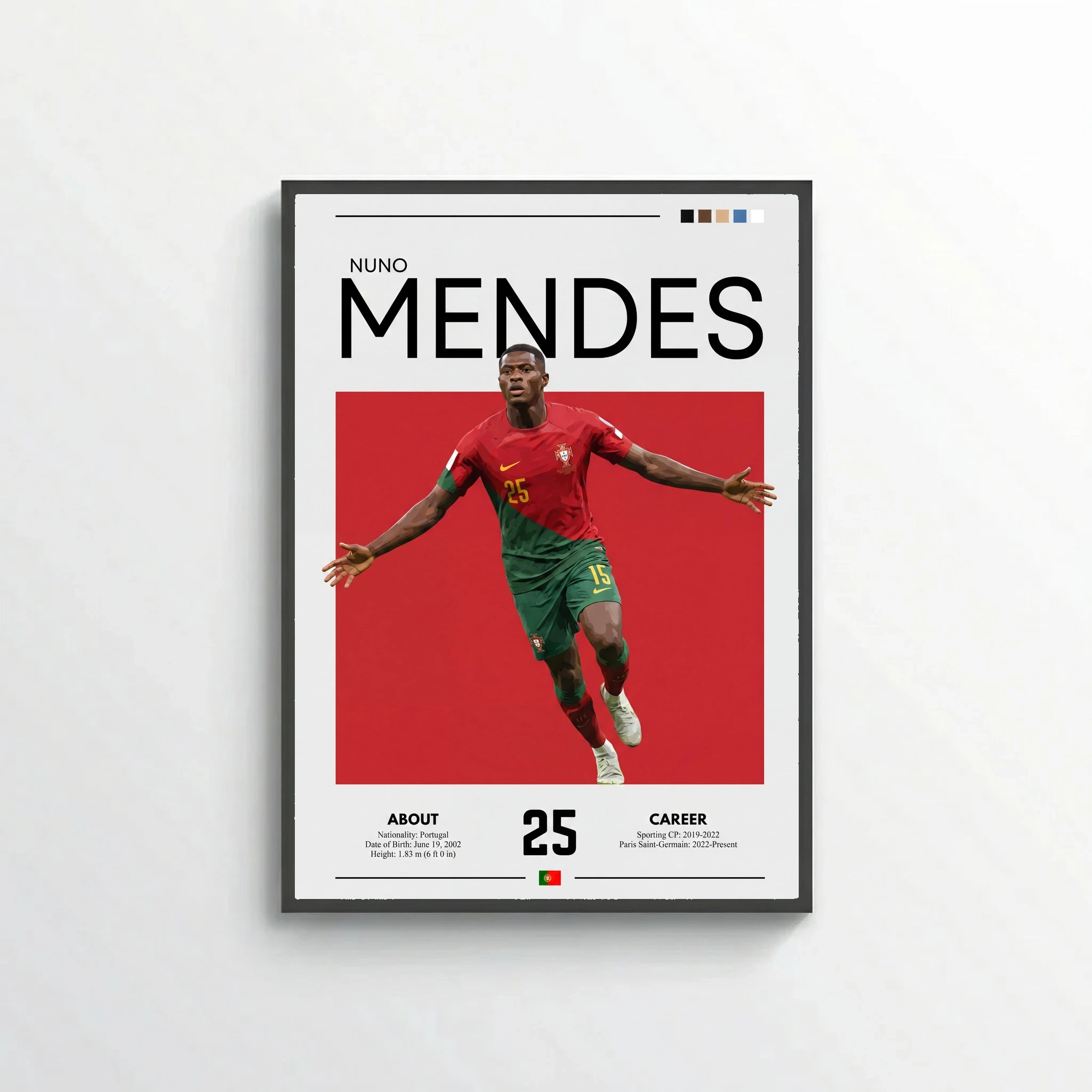 Nuno Mendes Football Poster – Modern Sports Wall Art