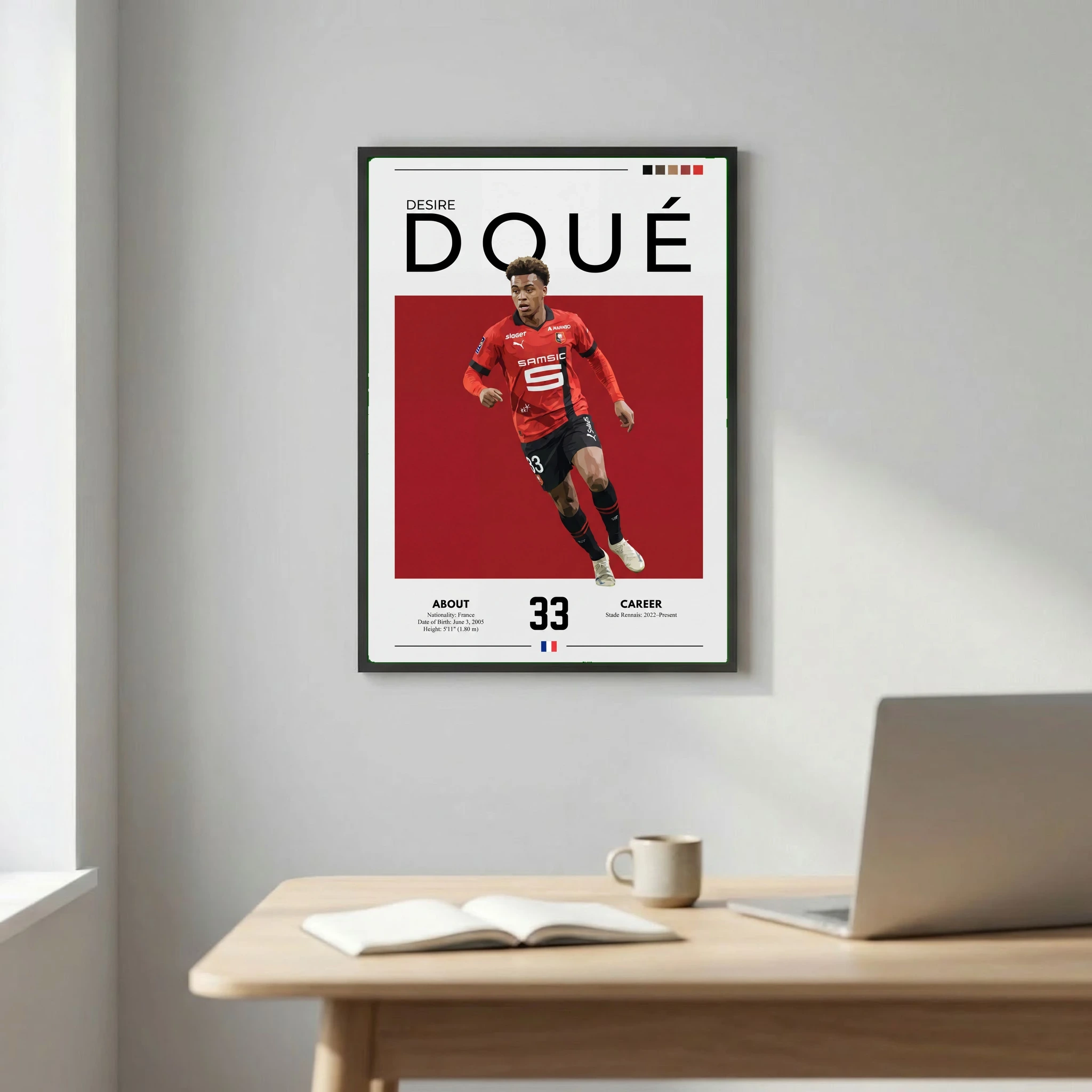 Désiré Doué Football Poster – Modern Sports Wall Art