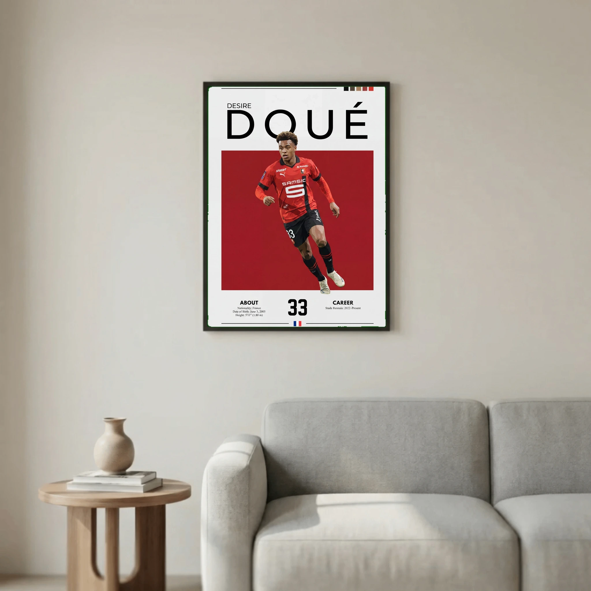Désiré Doué Football Poster – Modern Sports Wall Art