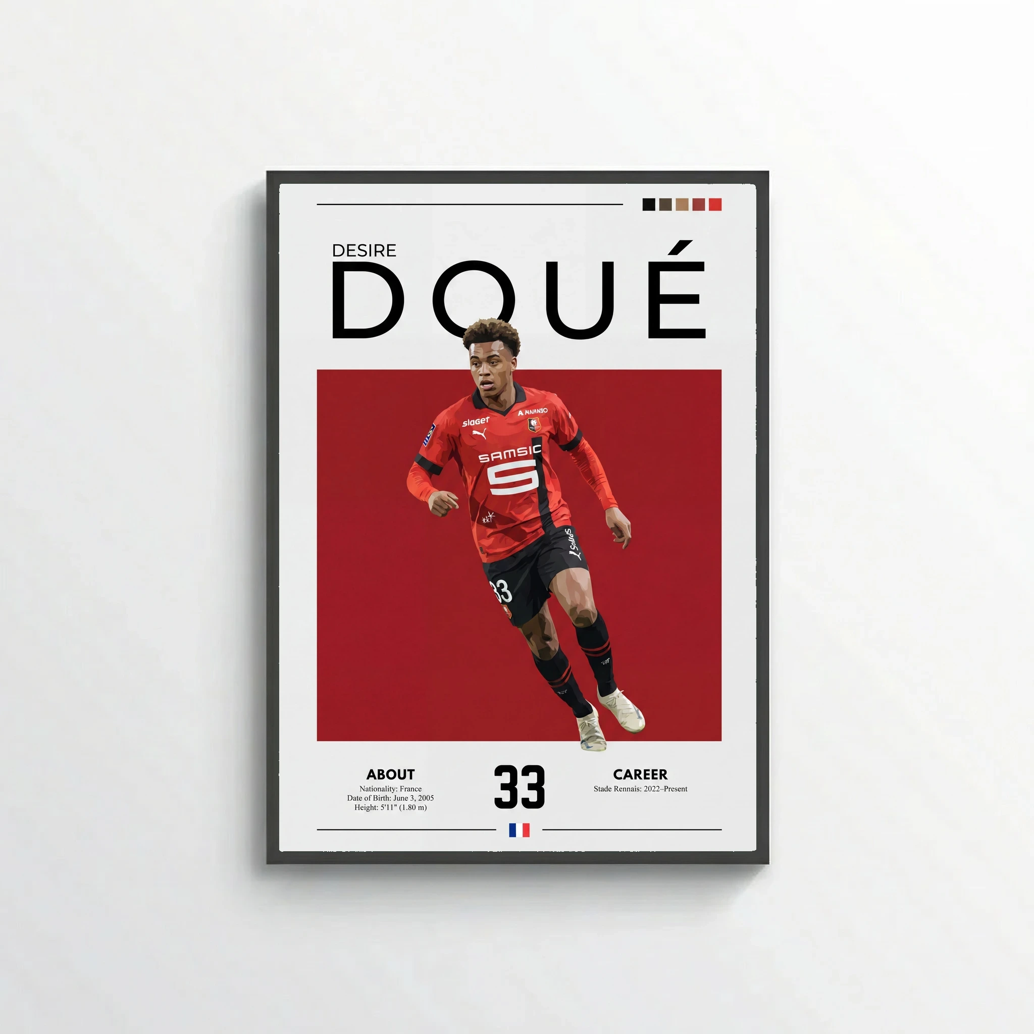 Désiré Doué Football Poster – Modern Sports Wall Art