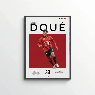 Désiré Doué Football Poster – Modern Sports Wall Art