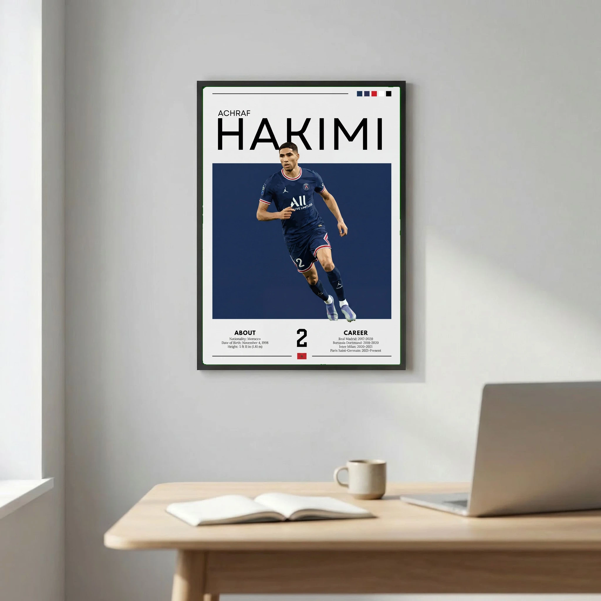 Achraf Hakimi Football Poster – Modern Sports Wall Art