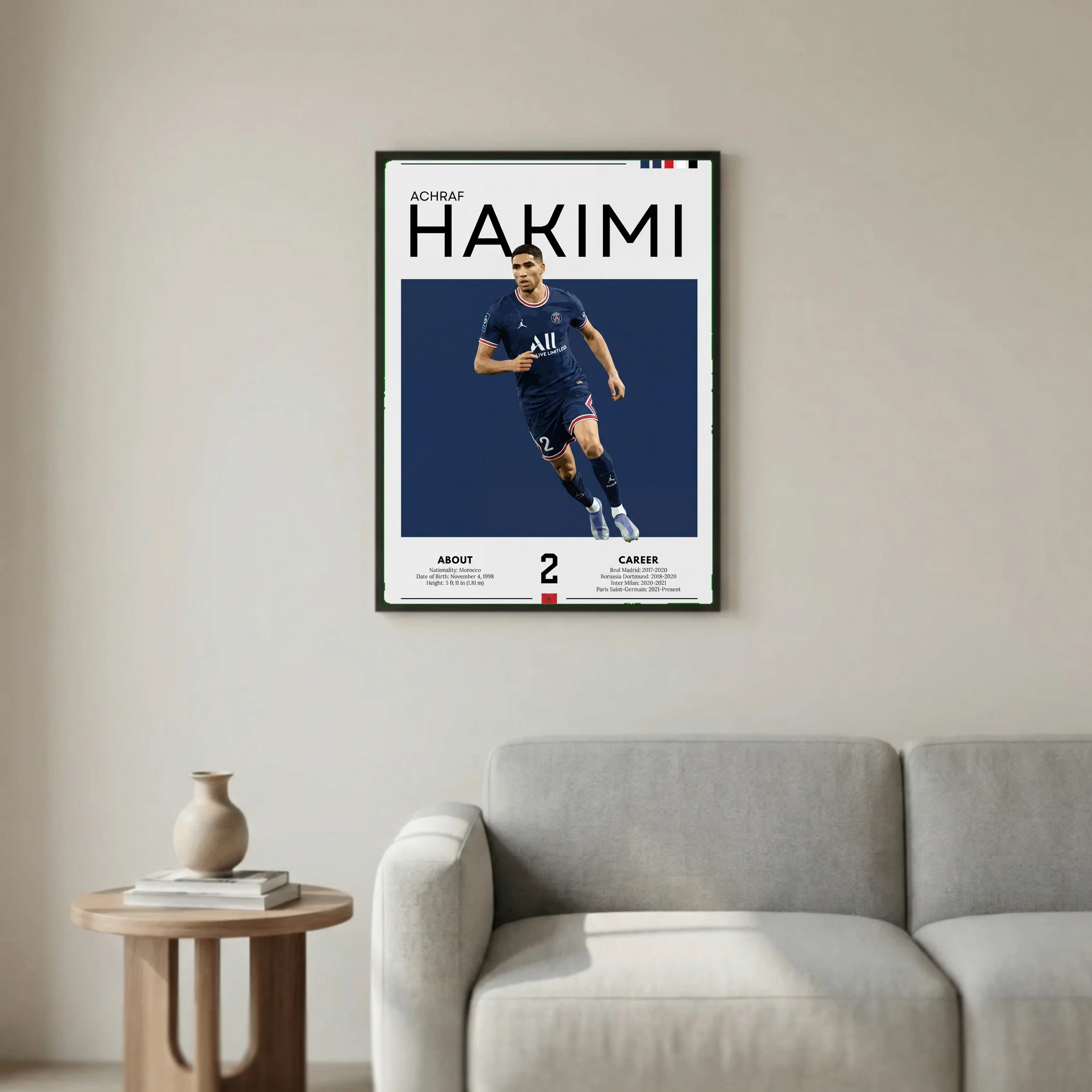 Achraf Hakimi Football Poster – Modern Sports Wall Art