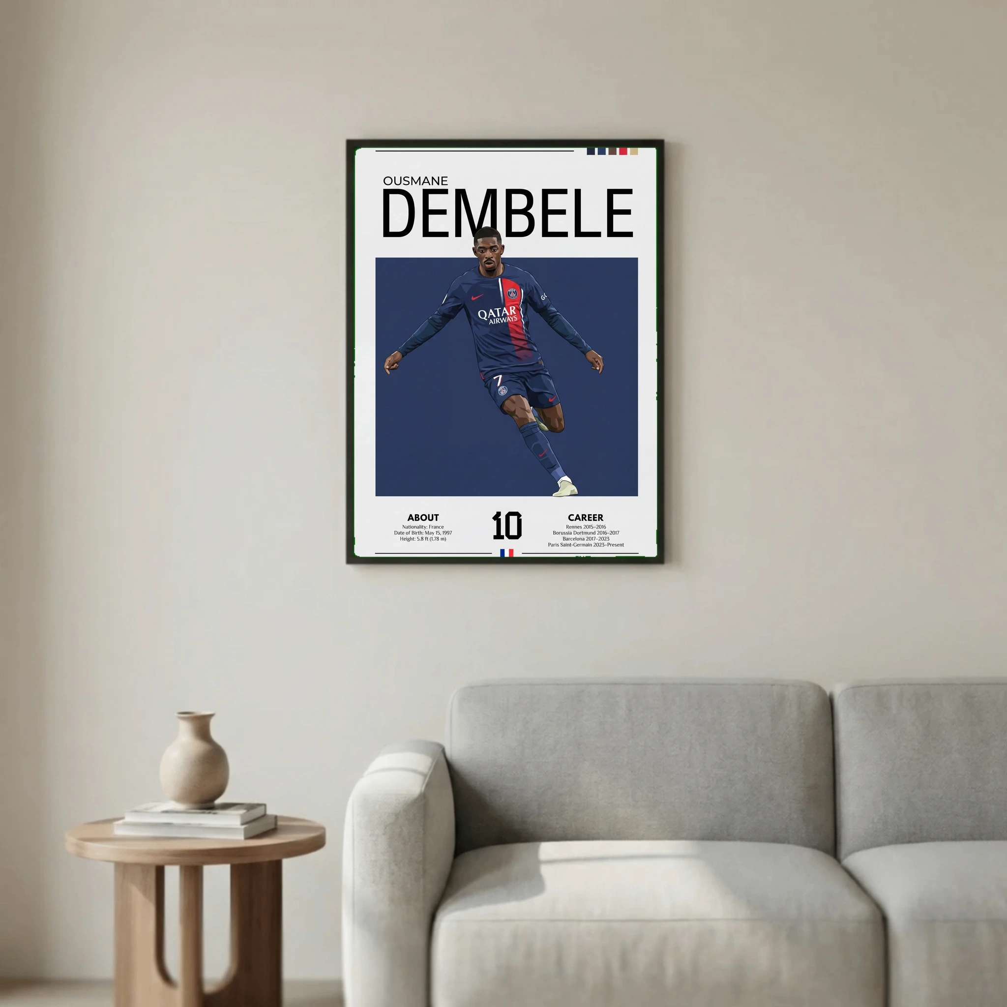 Ousmane Dembélé Football Poster – Modern Sports Wall Art