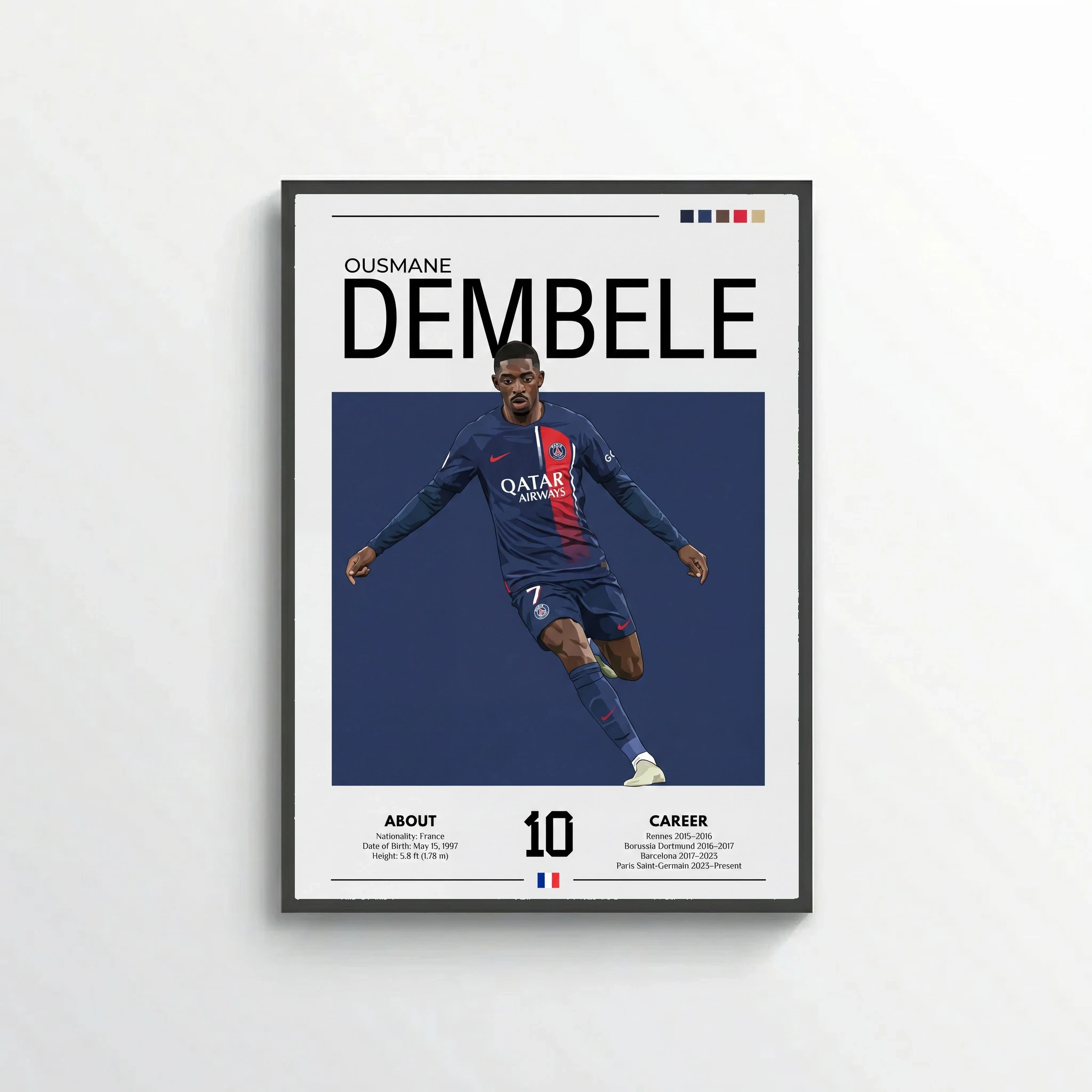 Ousmane Dembélé Football Poster – Modern Sports Wall Art