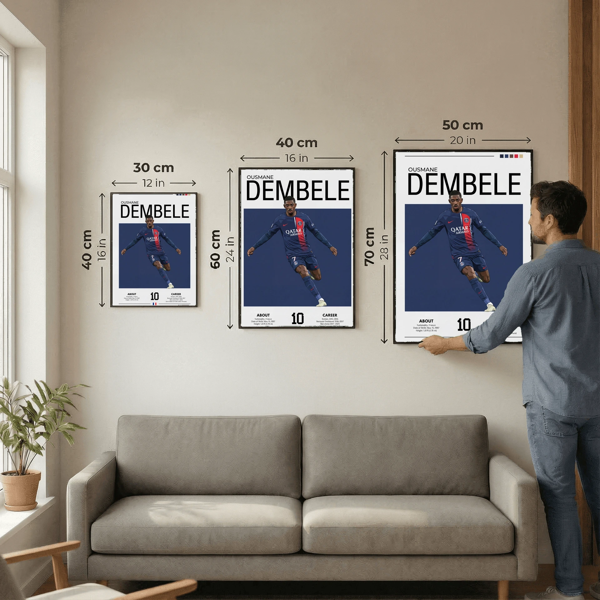 Ousmane Dembélé Football Poster – Modern Sports Wall Art