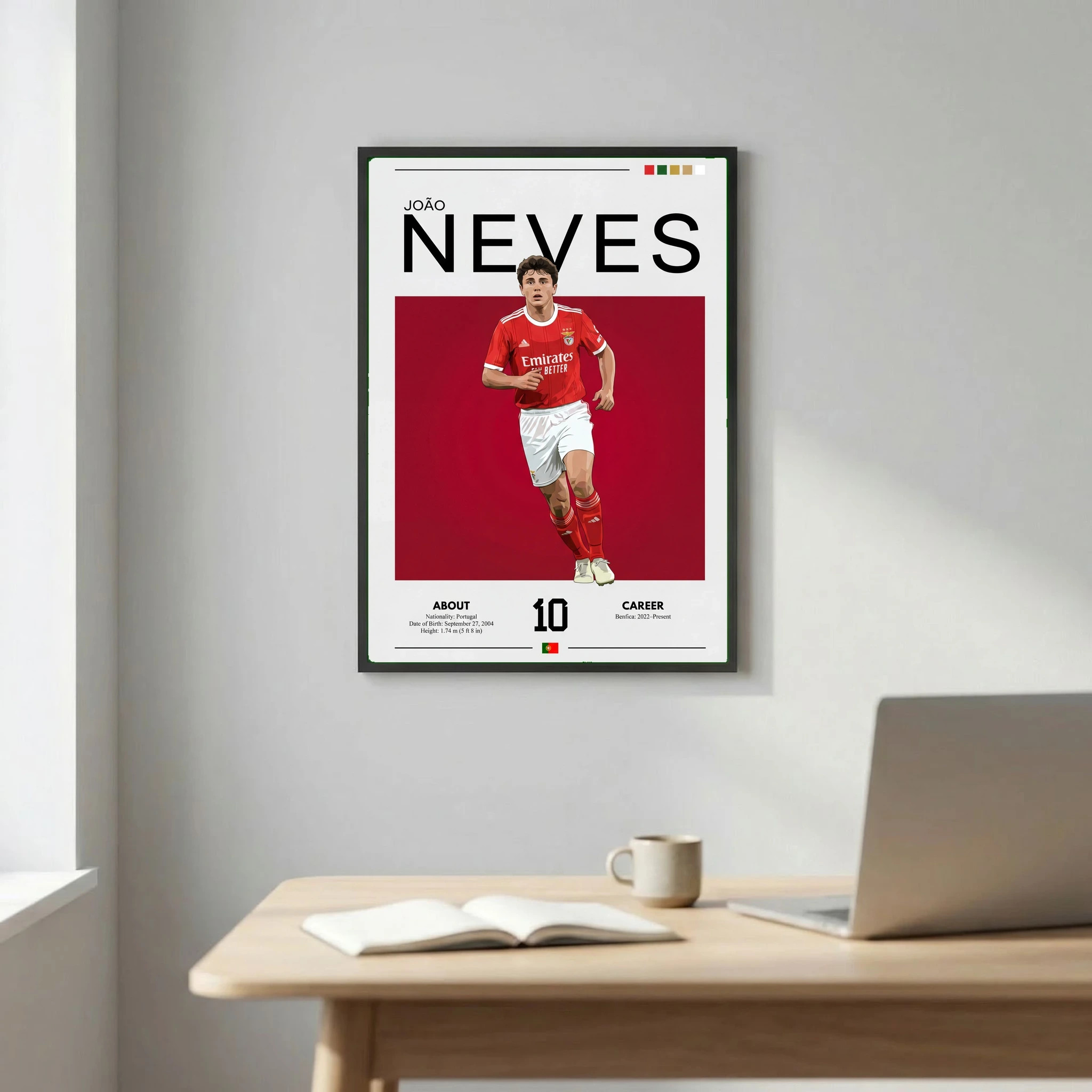 João Neves Football Poster – Modern Sports Wall Art