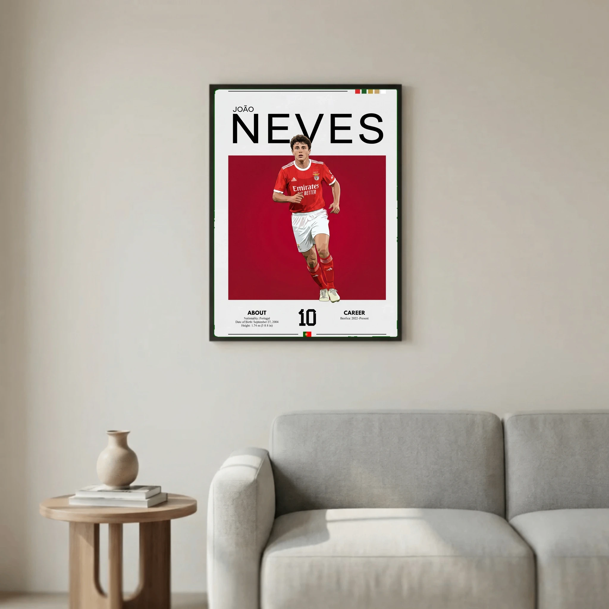 João Neves Football Poster – Modern Sports Wall Art