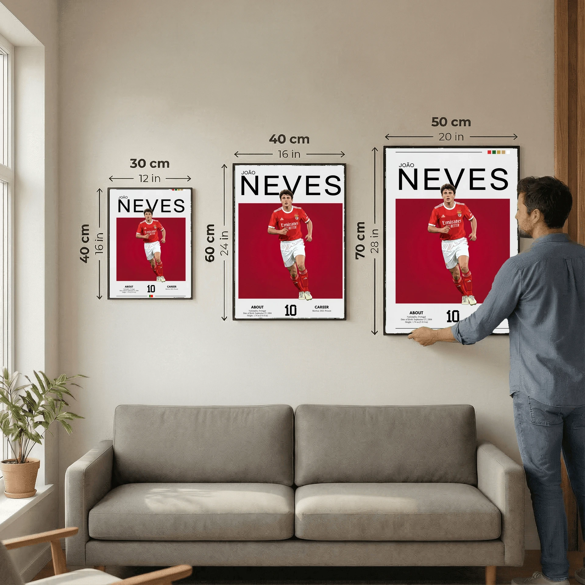 João Neves Football Poster – Modern Sports Wall Art