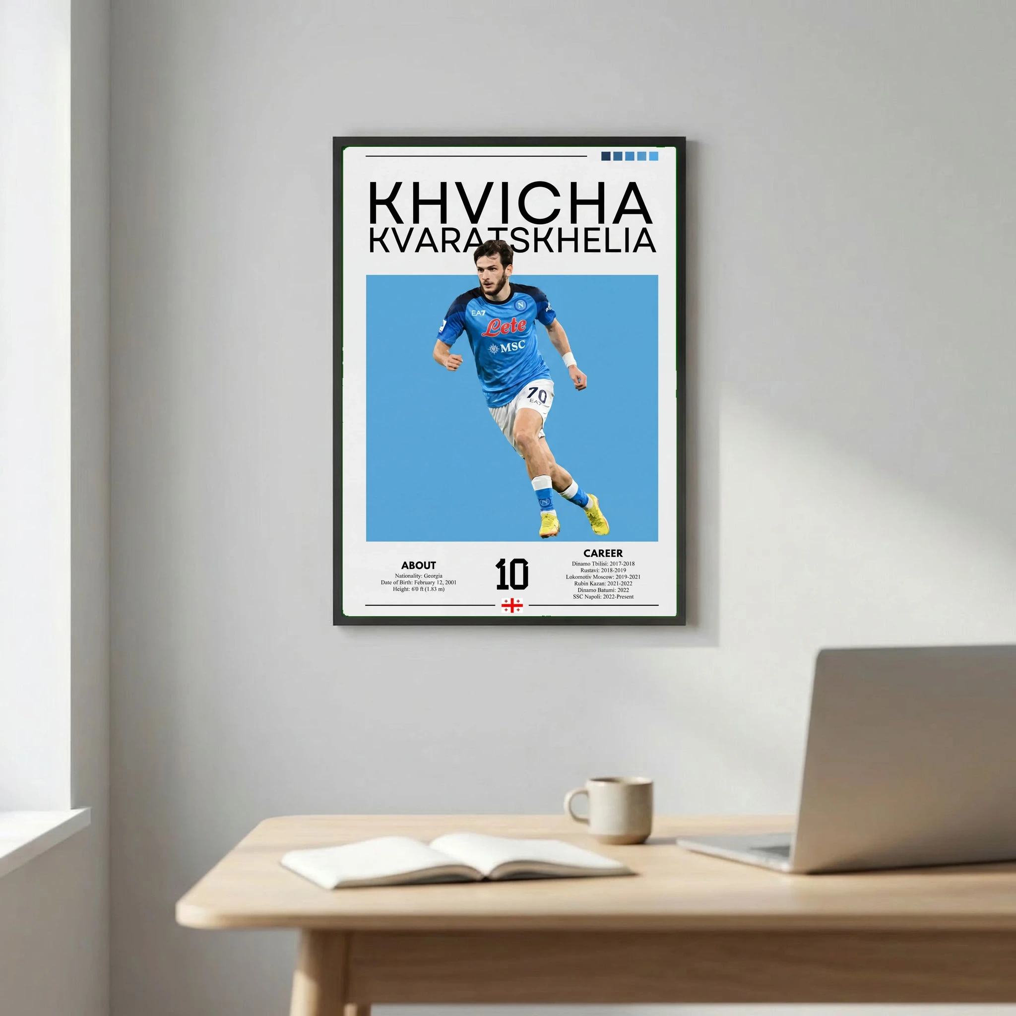 Khvicha Kvaratskhelia Football Poster – Modern Sports Wall Art