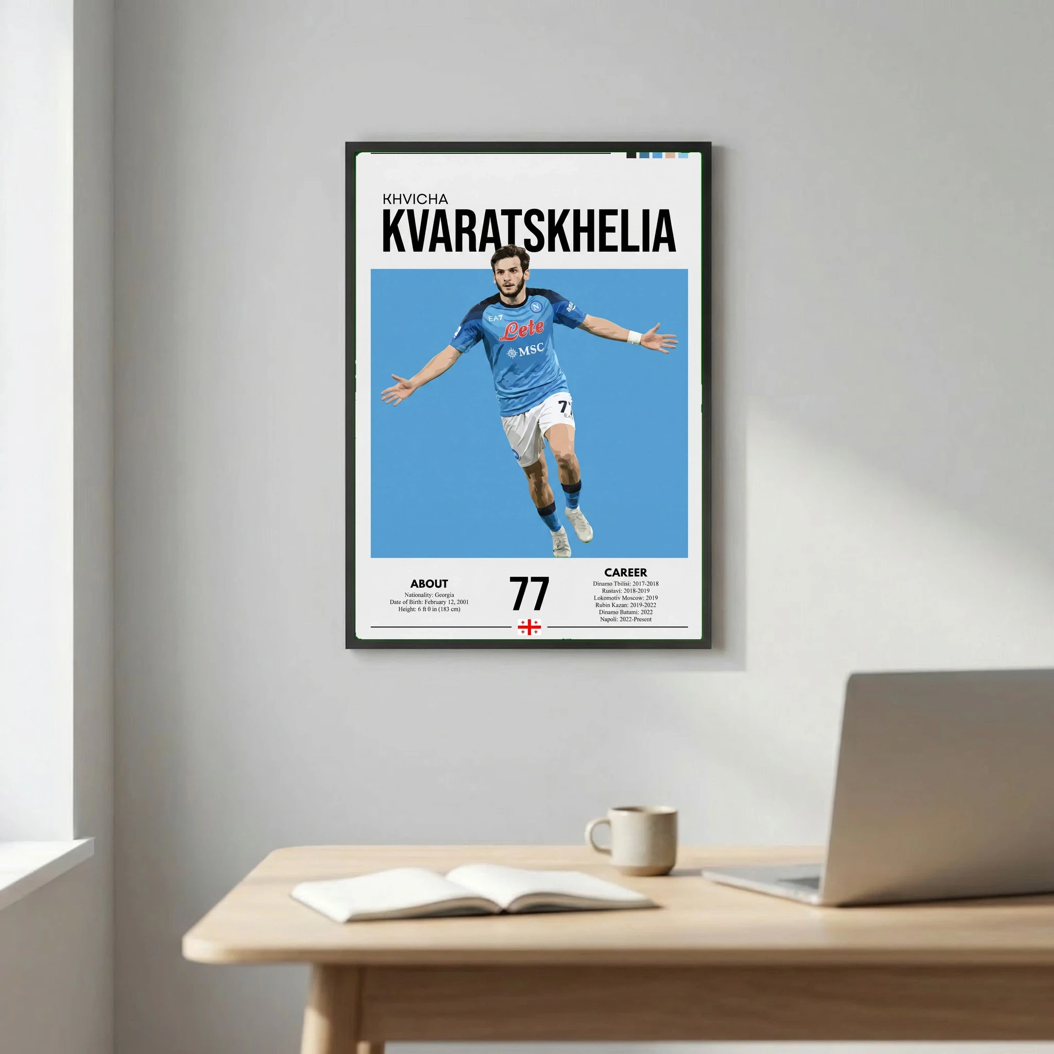 Khvicha Kvaratskhelia Football Poster – Modern Sports Wall Art