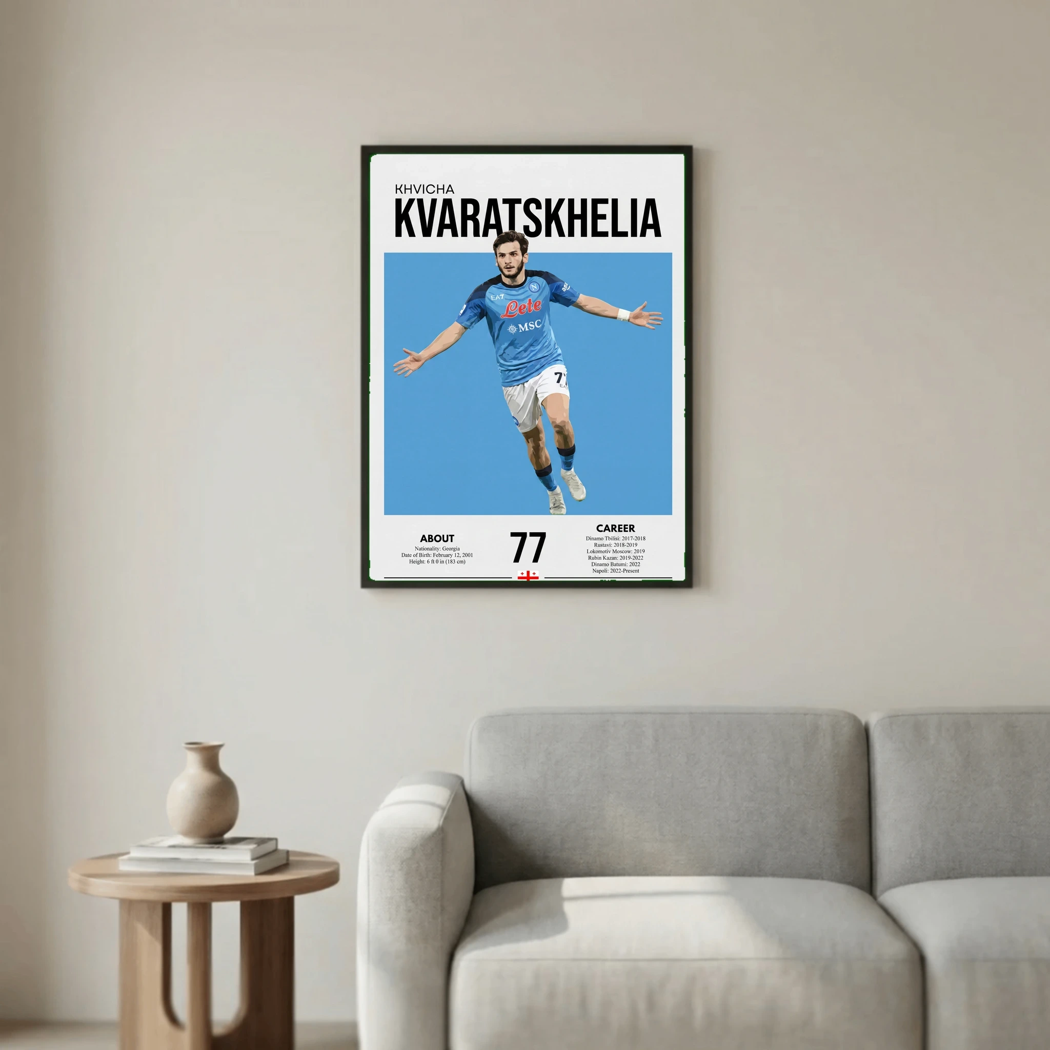Khvicha Kvaratskhelia Football Poster – Modern Sports Wall Art