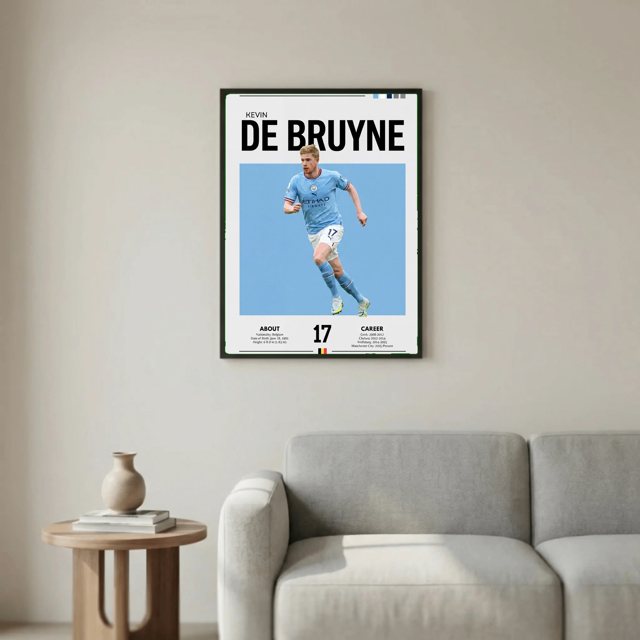Kevin De Bruyne Football Poster – Modern Sports Wall Art