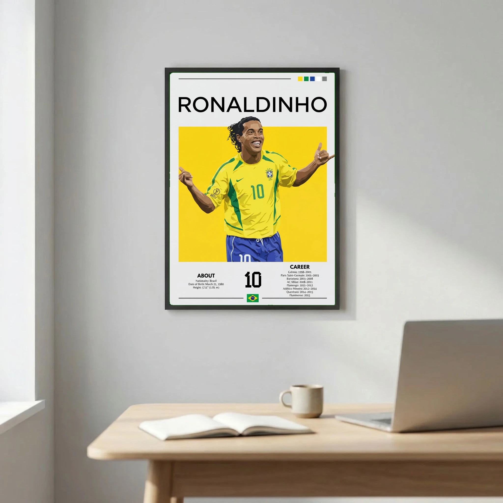 Ronaldinho Football Poster – Modern Legendary Wall Art