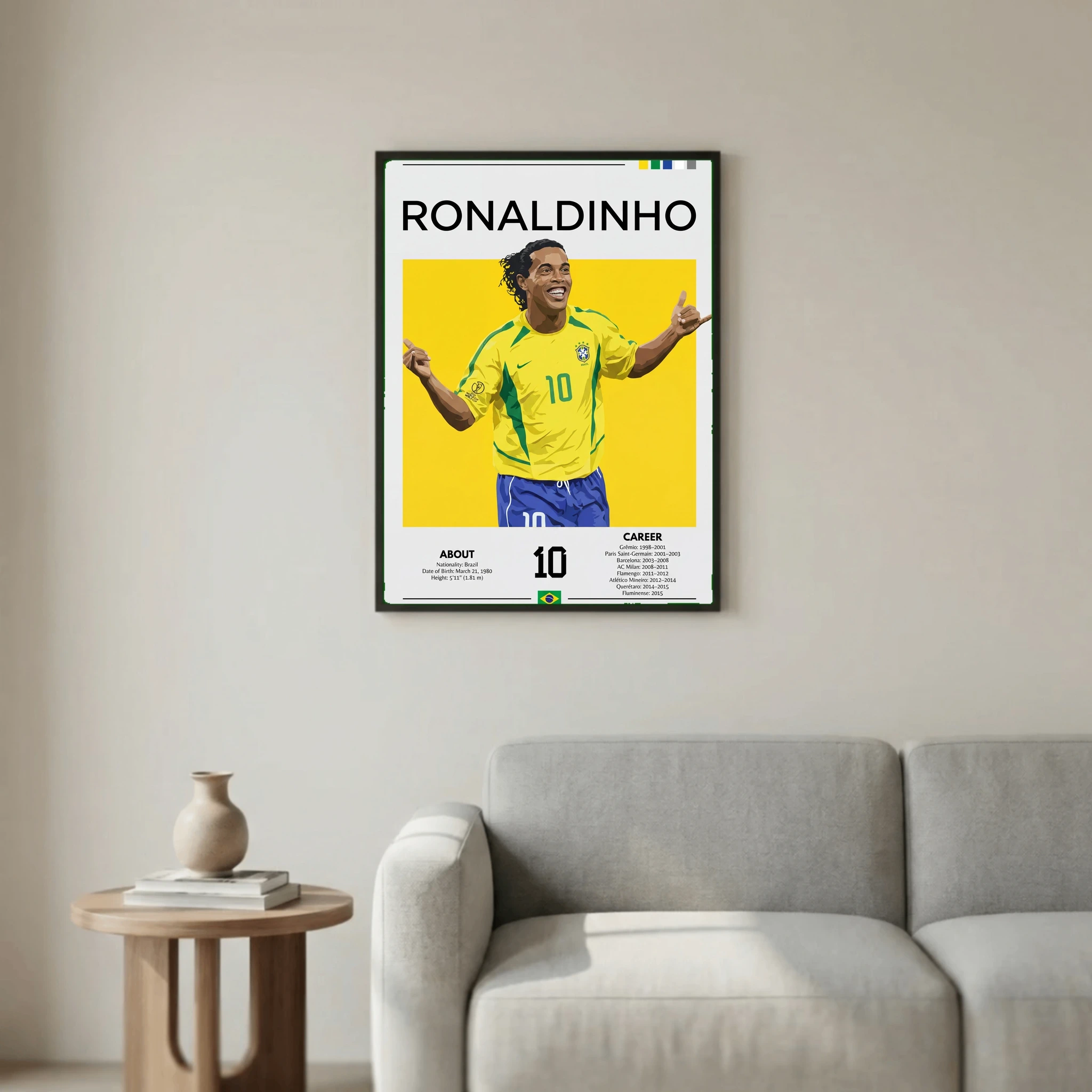 Ronaldinho Football Poster – Modern Legendary Wall Art