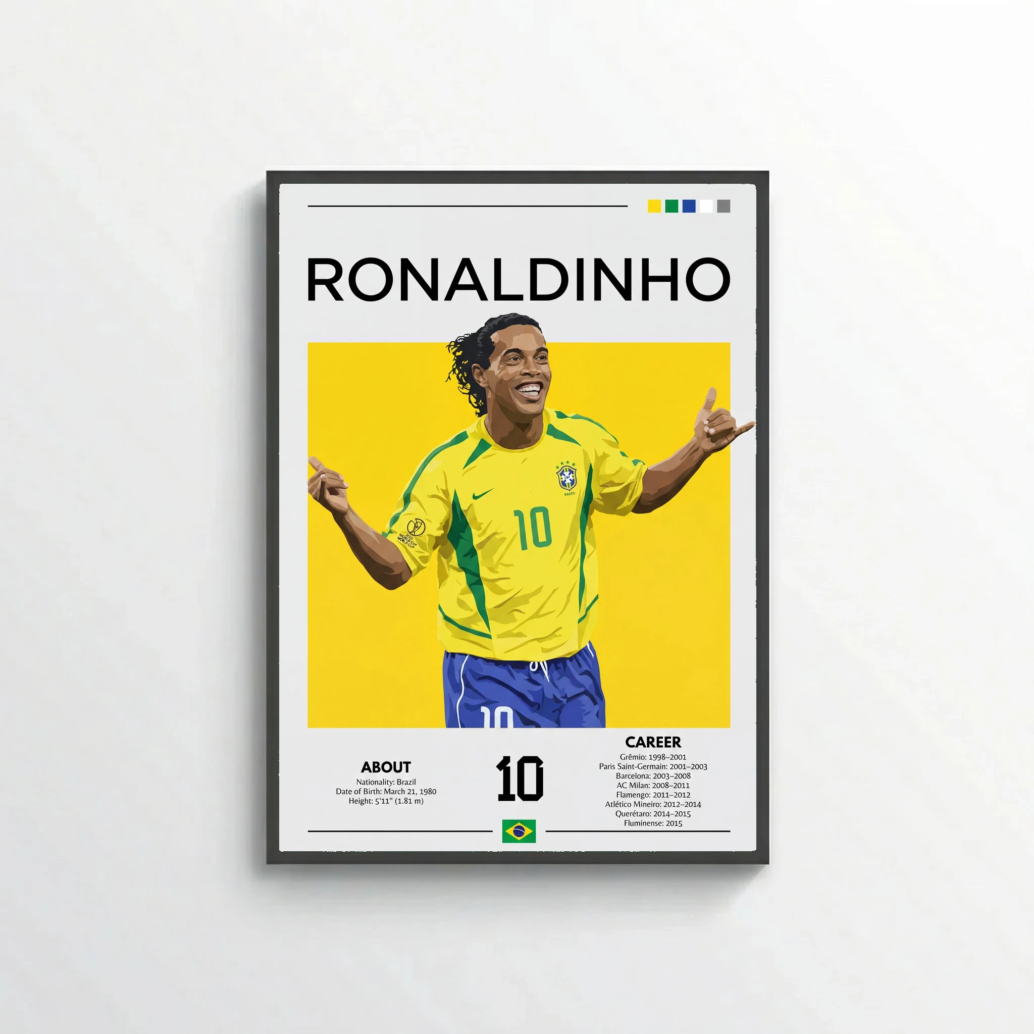 Ronaldinho Football Poster – Modern Legendary Wall Art