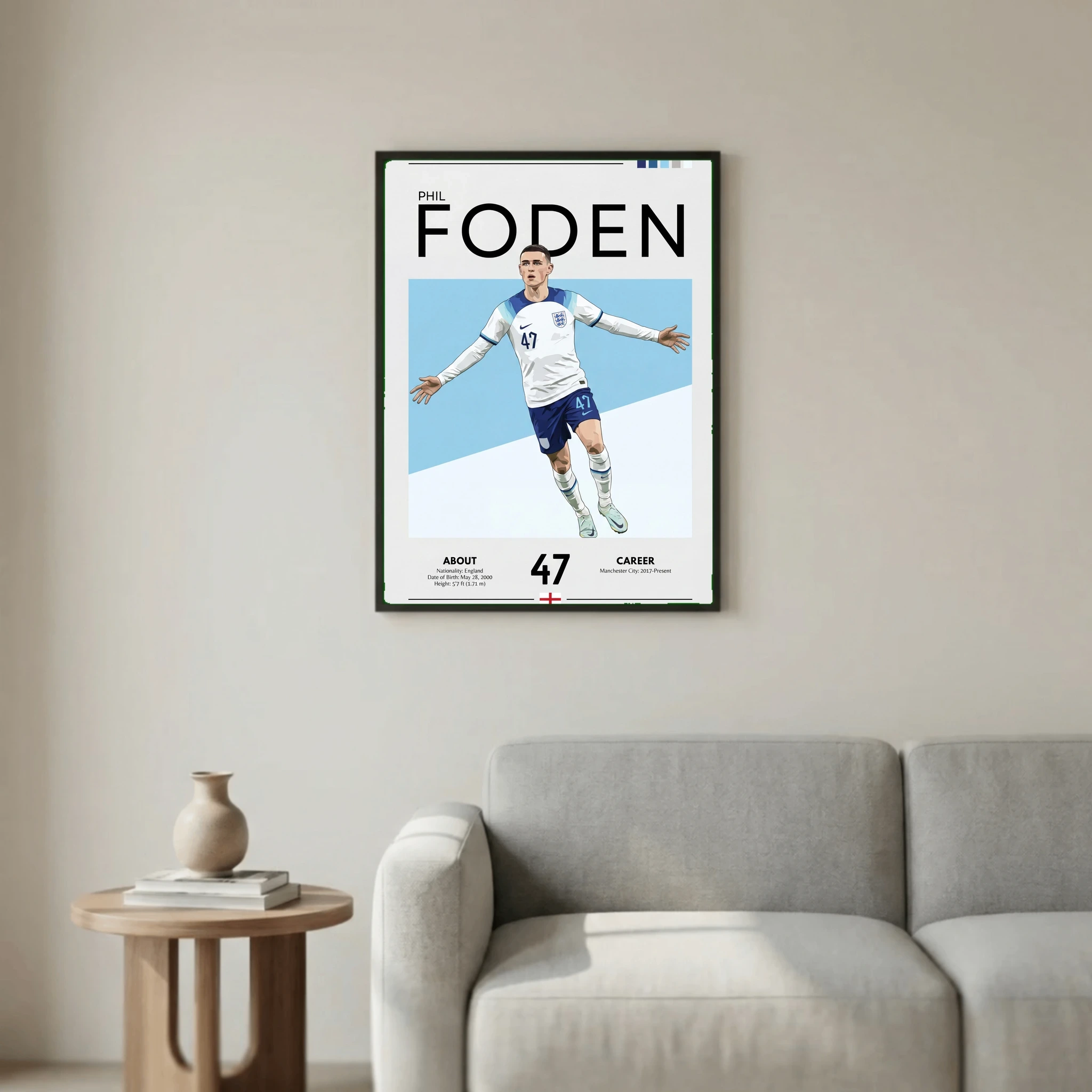 Phil Foden Football Poster – Modern Sports Wall Art