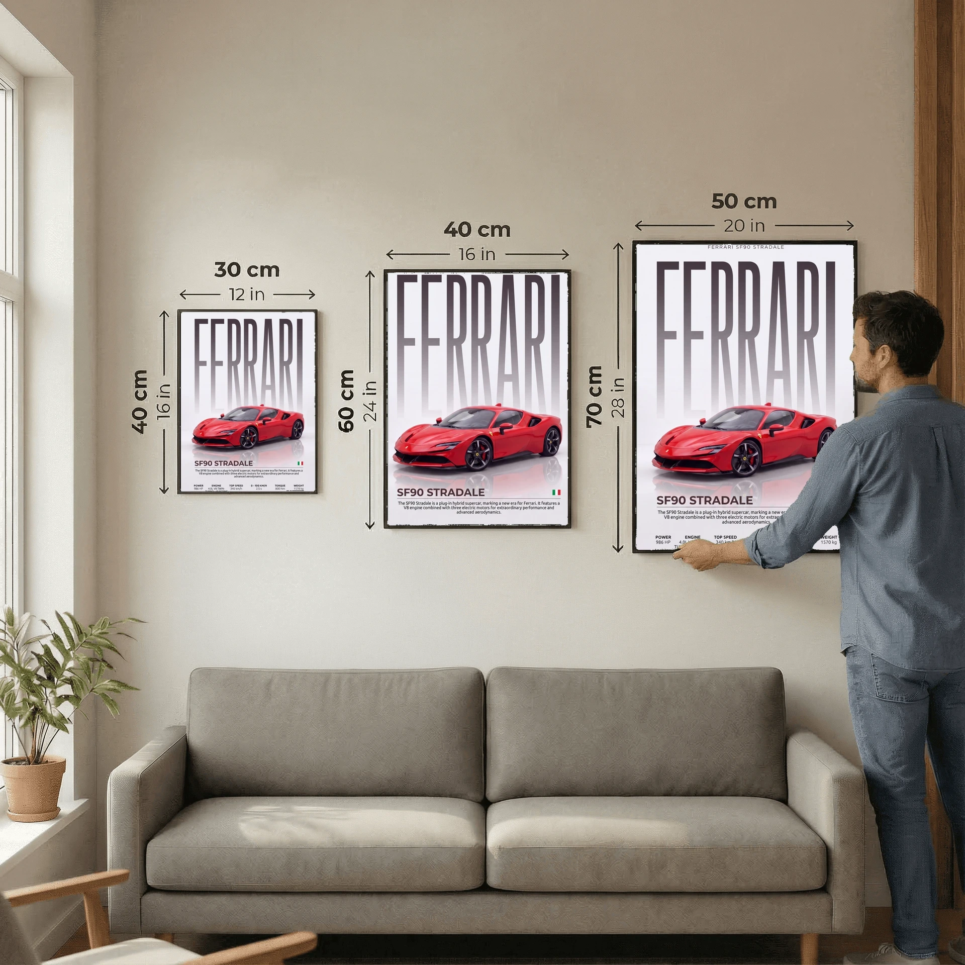 Ferrari SF90 Stradale Poster – Modern Supercar Wall Art