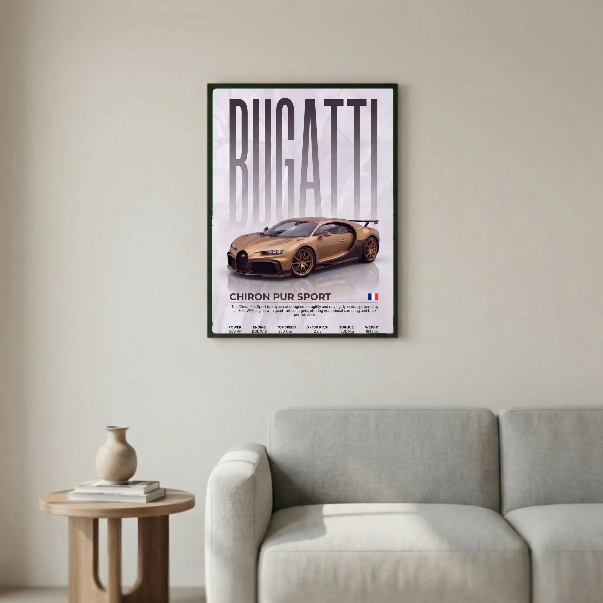 Bugatti Chiron Pur Sport Poster – Modern Hypercar Wall Art
