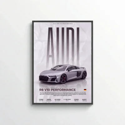 Audi R8 V10 Performance Poster – Modern Supercar Wall Art