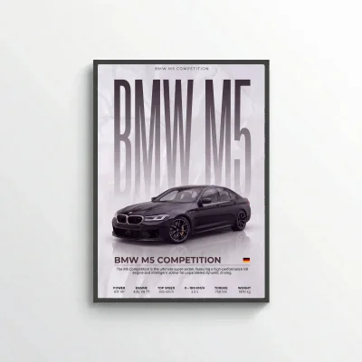 BMW M5 Competition Poster – Modern Performance Car Wall Art