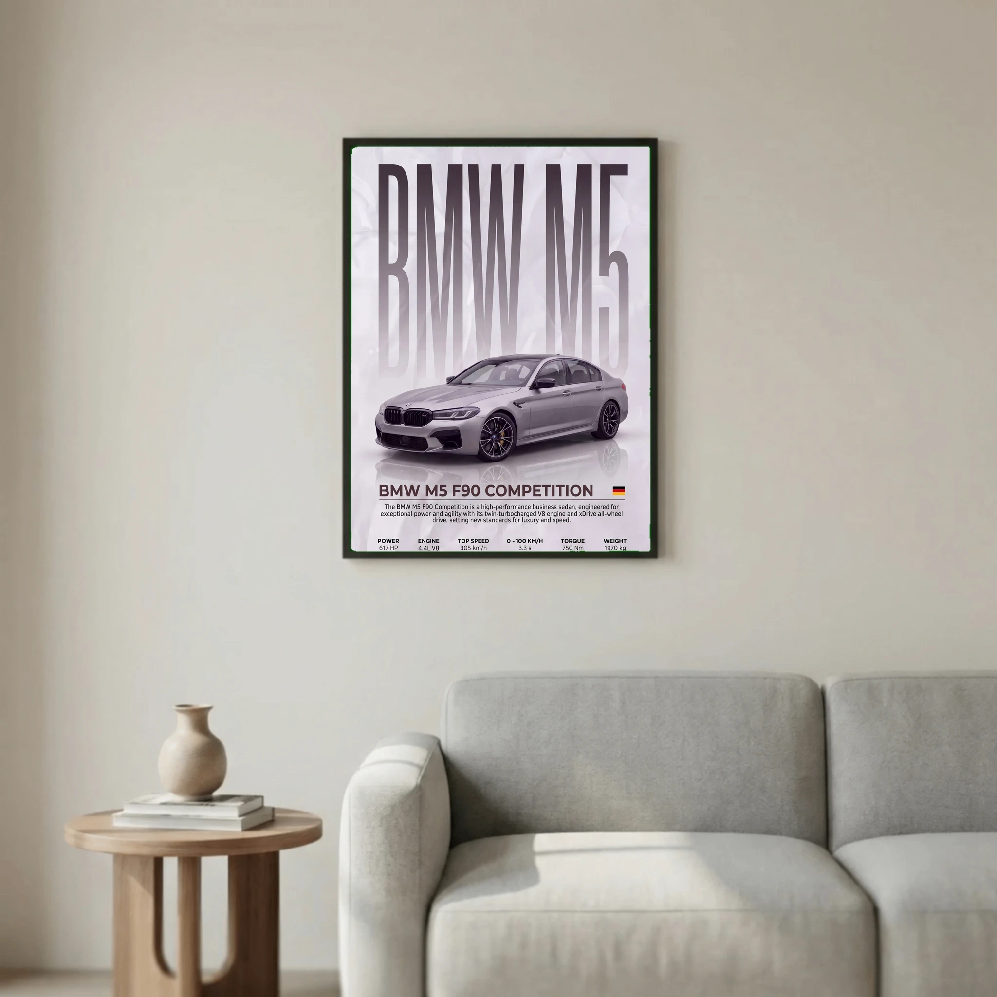 BMW M5 F90 Competition Poster – Modern Performance Car Wall Art