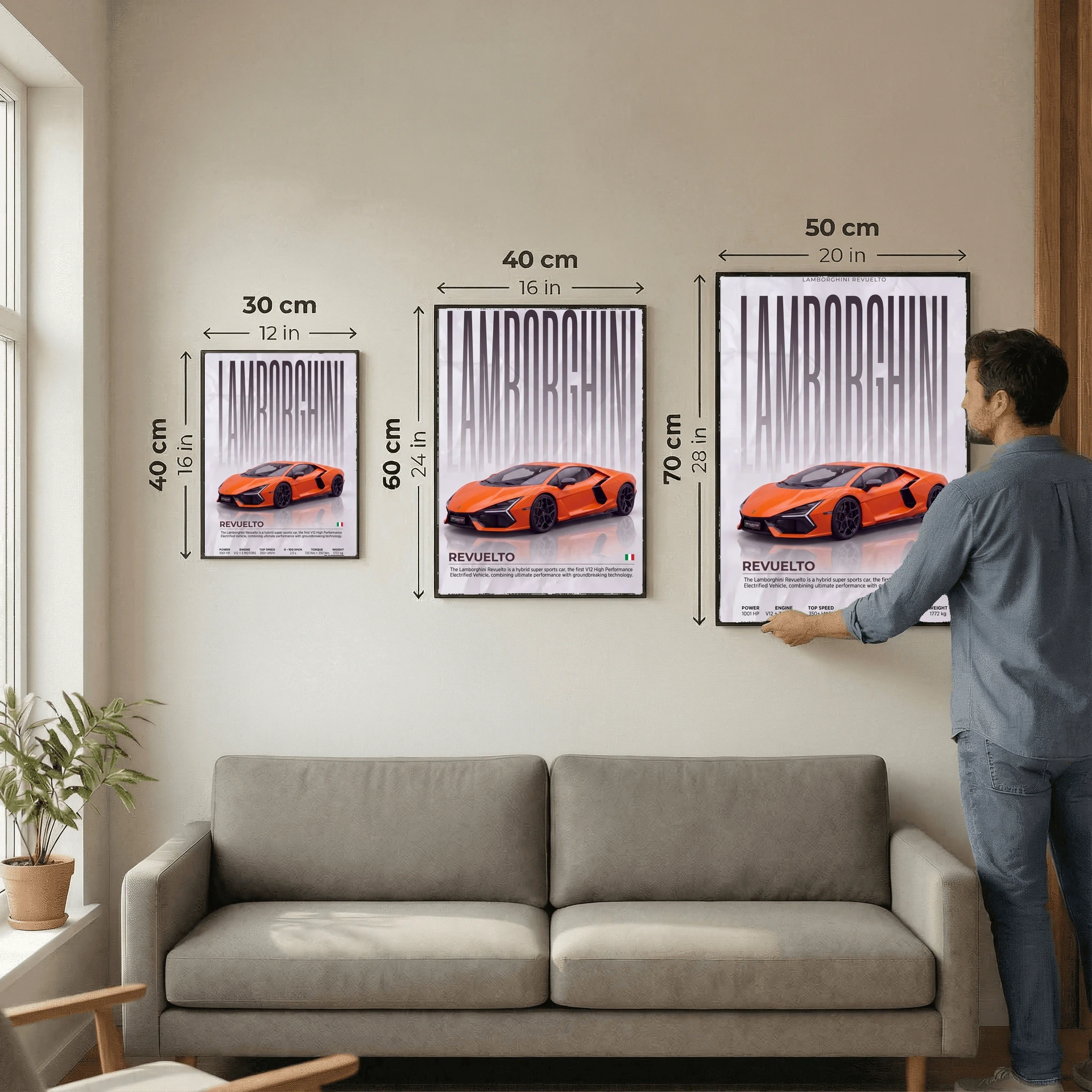 Orange Lamborghini Revuelto Poster – Modern Hybrid Supercar Wall Art